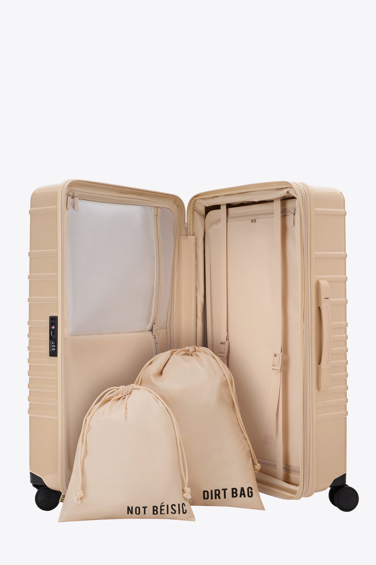 The Large Check-In Roller in Glossy Beige