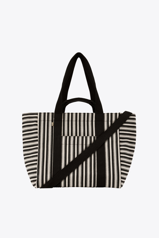 The Vacation Tote in Black Stripe