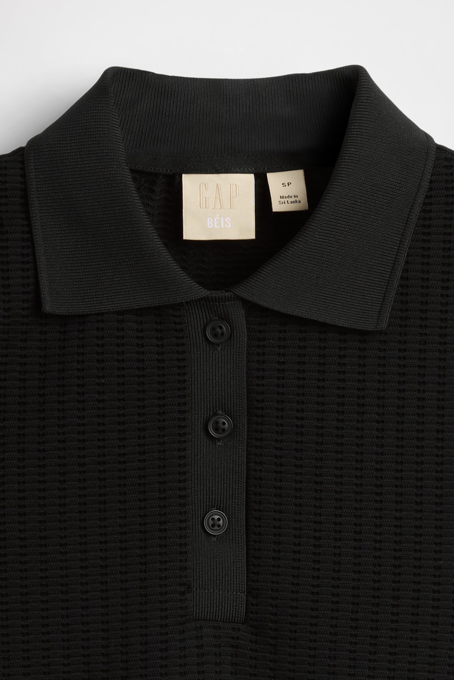 GAP X BEIS Seamless Cropped Polo in Black