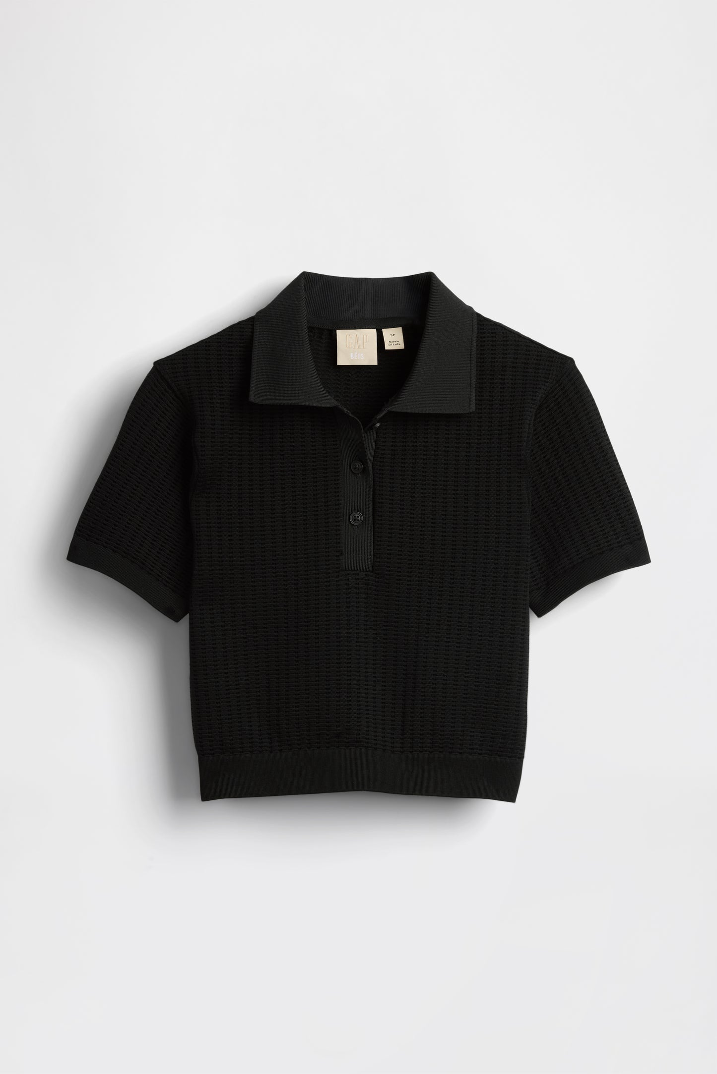 GAP X BEIS Seamless Cropped Polo in Black