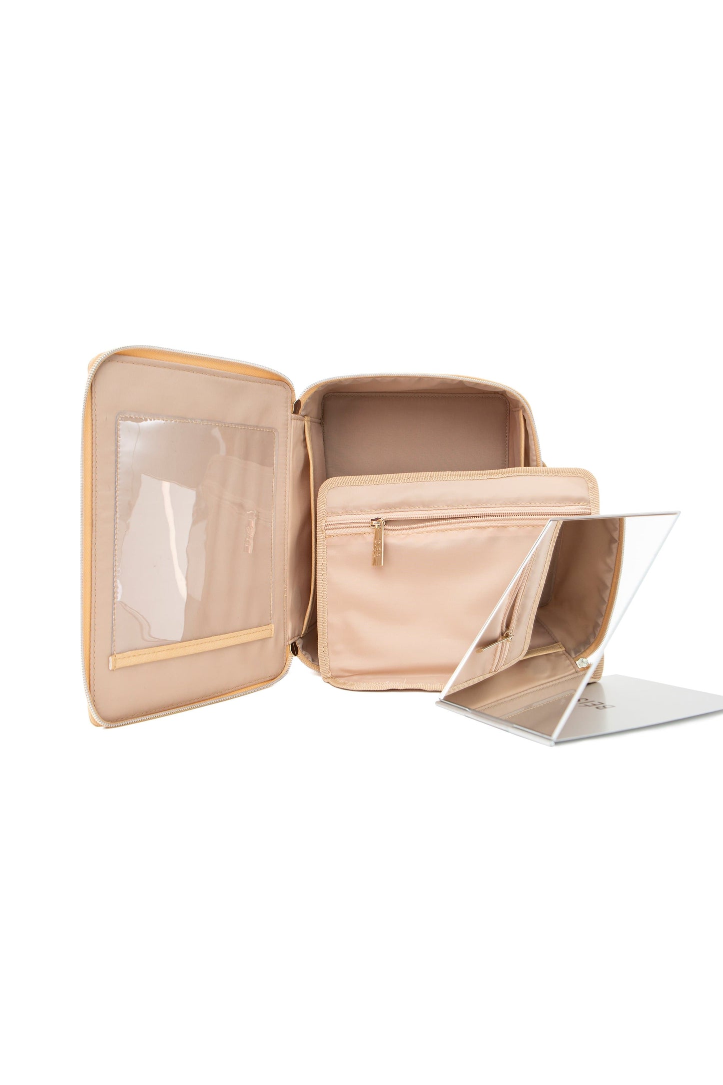 Cosmetic Case Beige Open Mirror