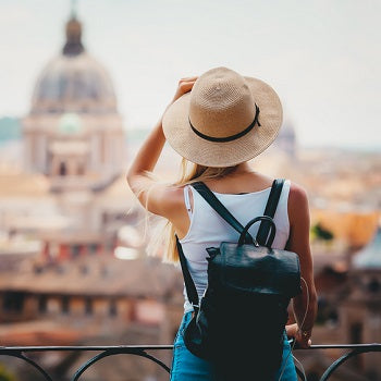 young female tourist visiting Rome, Italy