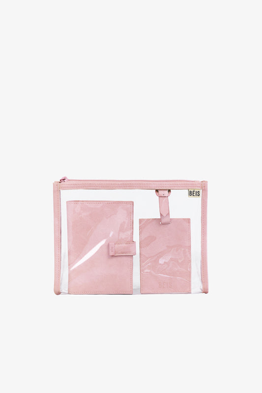 The Passport & Luggage Tag Set in Atlas Pink