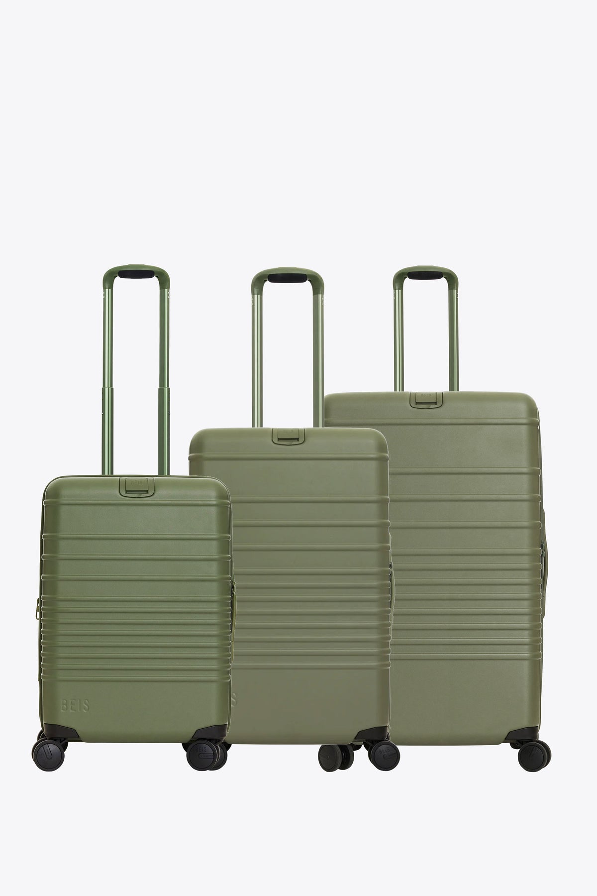 BÉIS 'The 3 Piece Luggage Set' in Olive - 3 Piece Hard Shell Luggage Set