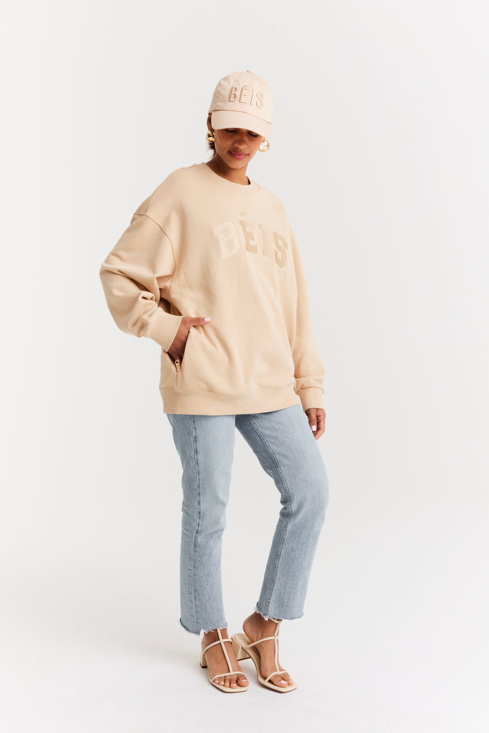 Beige Oversized Palm Springs Sweatshirt - Libbi