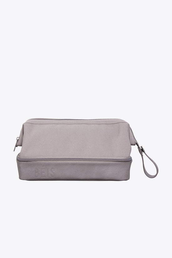 BÉIS 'The Dopp Kit' In Grey - Grey Travel Toiletry Bag & Toiletry Kit