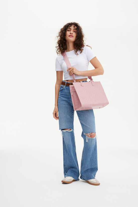 BÉIS 'The Work Tote' in Atlas Pink Croc Pink Laptop Tote Bag & Office
