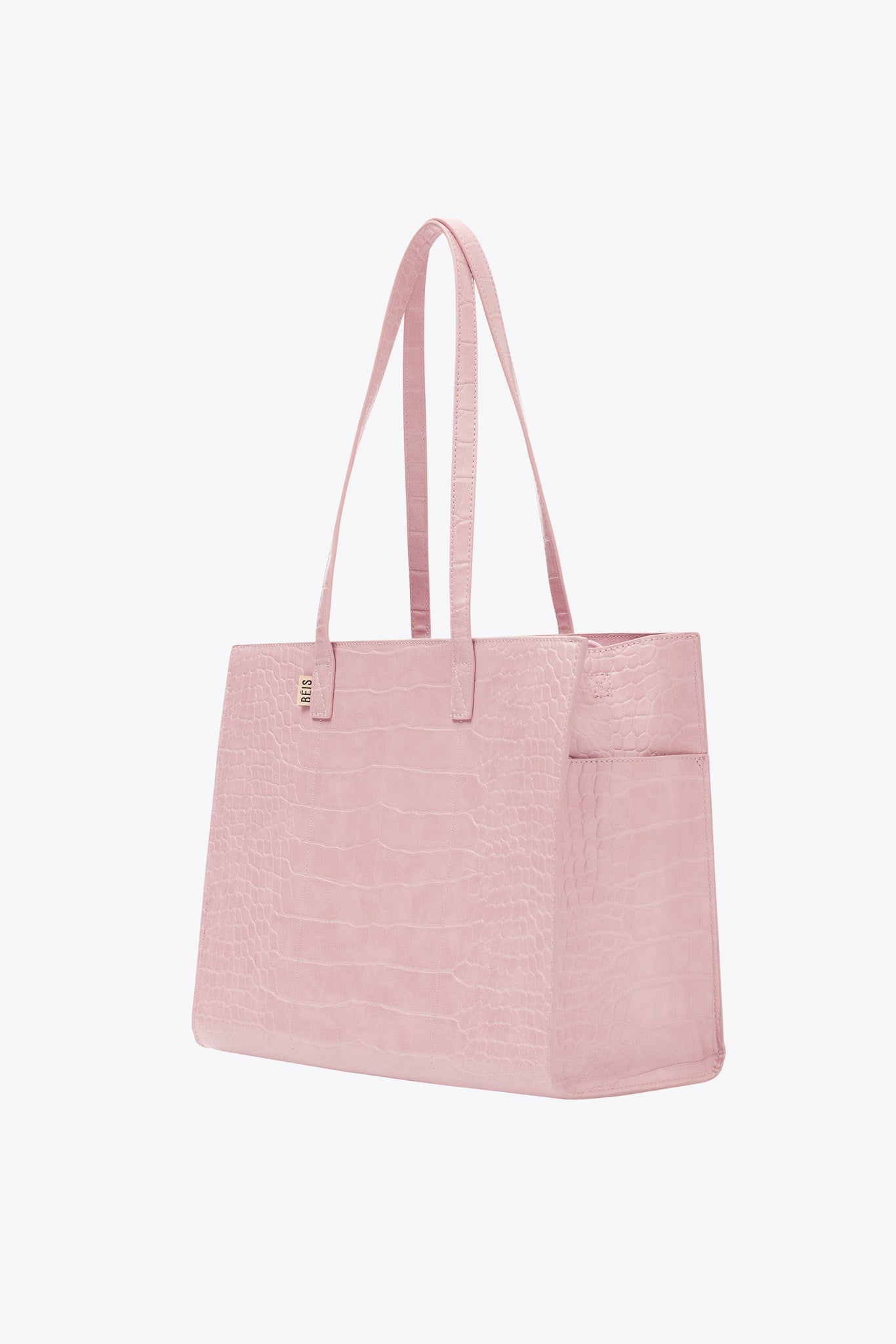 BÉIS 'The Work Tote' in Atlas Pink Croc Pink Laptop Tote Bag & Office