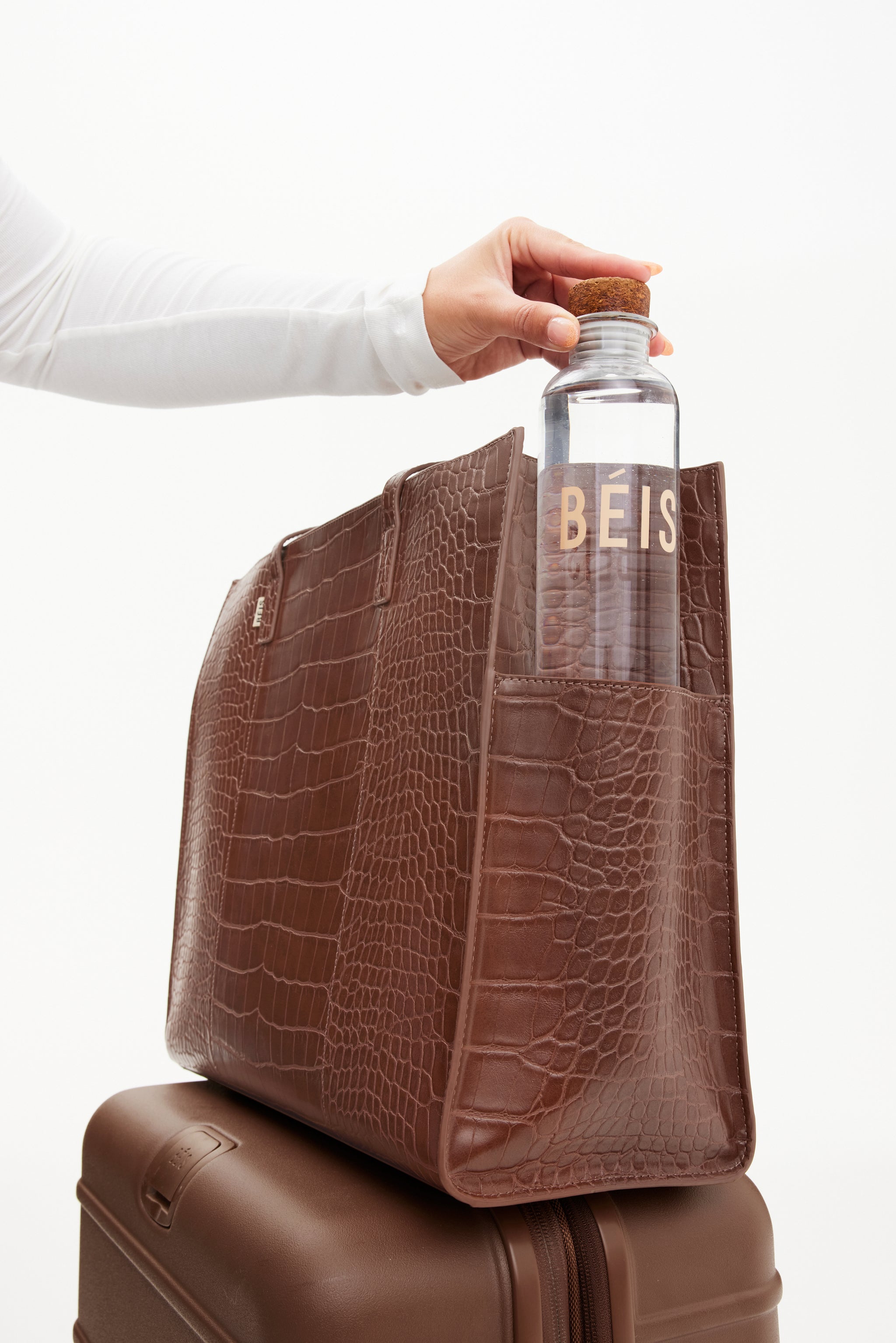 B IS The Large Work Tote In Maple Croc Large Brown Laptop Bag B is the large work tote in maple croc large brown laptop bag