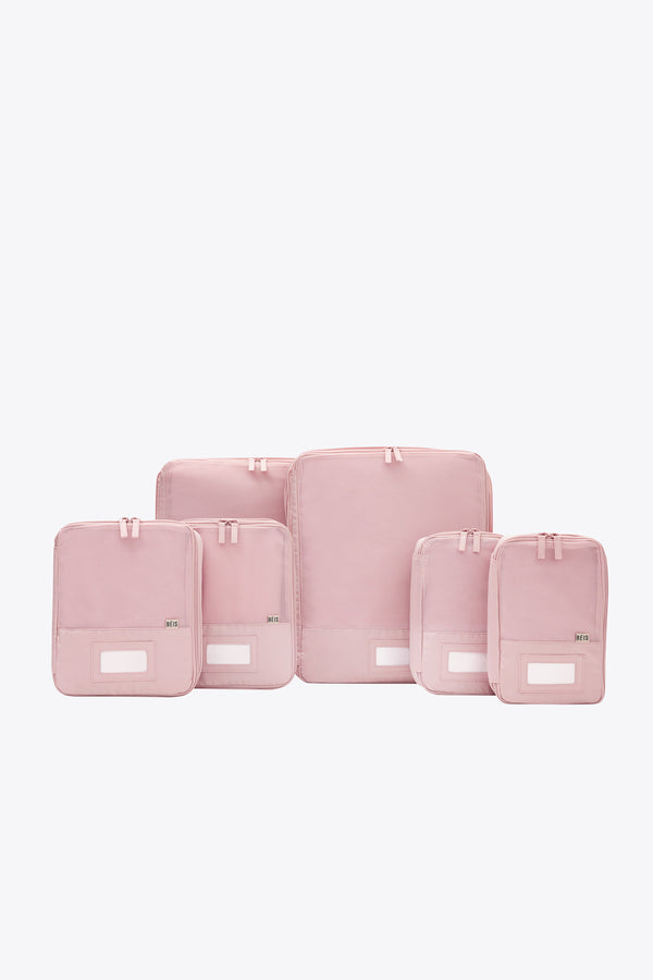 BÉIS 'The Compression Packing Cubes 6 pc' in Atlas Pink - 6 Piece Set Of Packing Compression ...