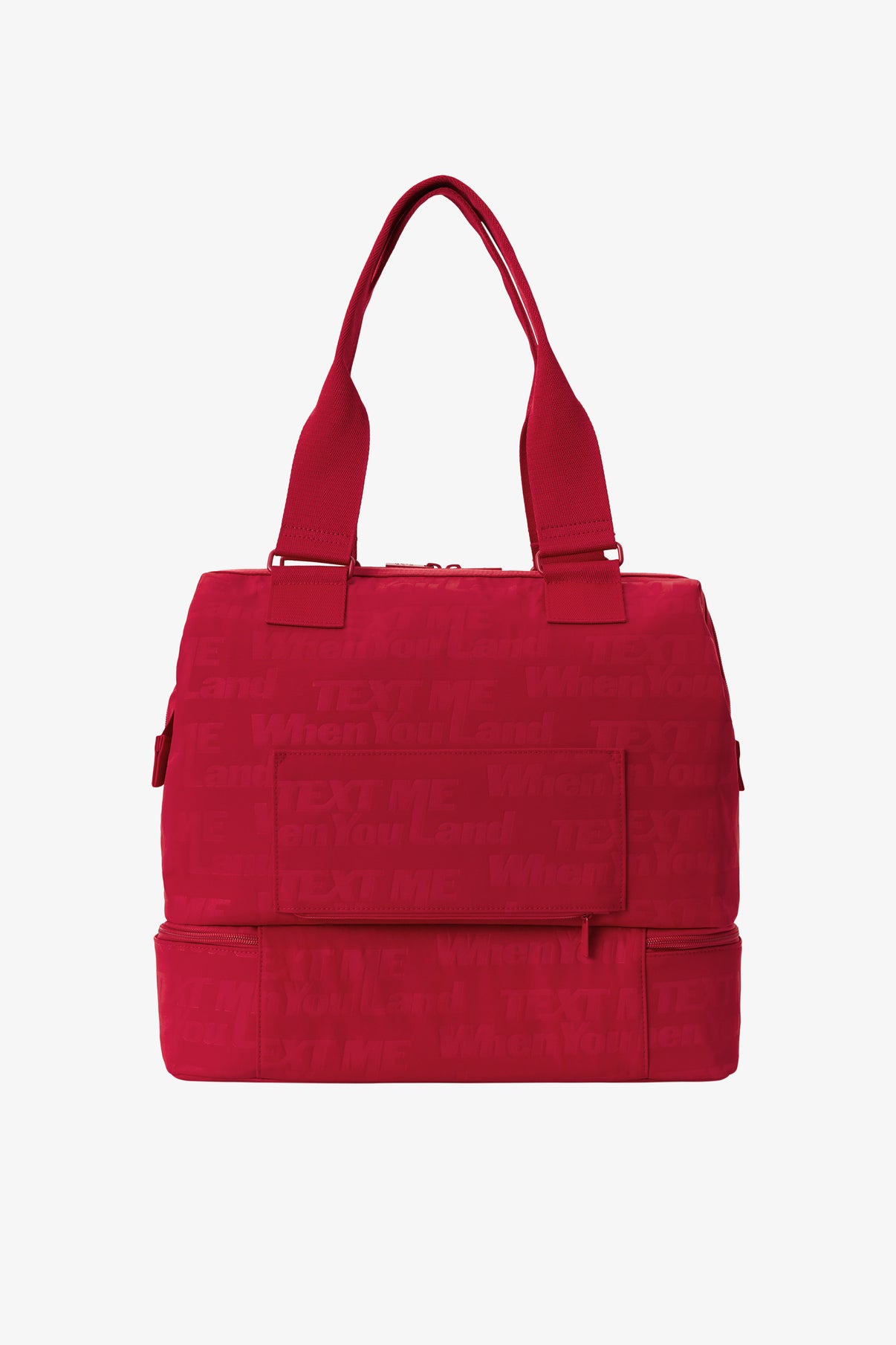 BÉIS x Lonely Ghost 'The Mini Weekender' in Text Me Red - Small Red Overnight Bag & Mini ...