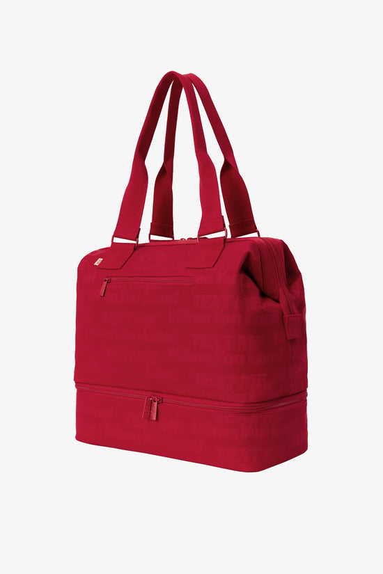 BÉIS x Lonely Ghost 'The Mini Weekender' in Text Me Red - Small Red Overnight Bag & Mini ...