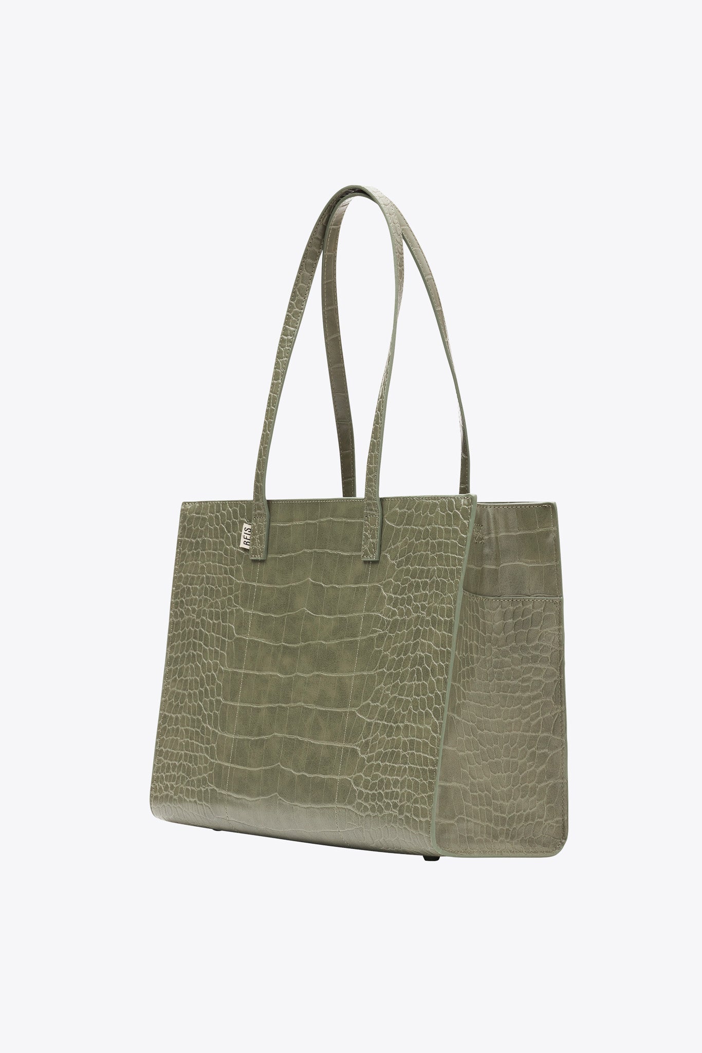 BEIS Croc Embossed Work Tote in Olive at Nordstrom