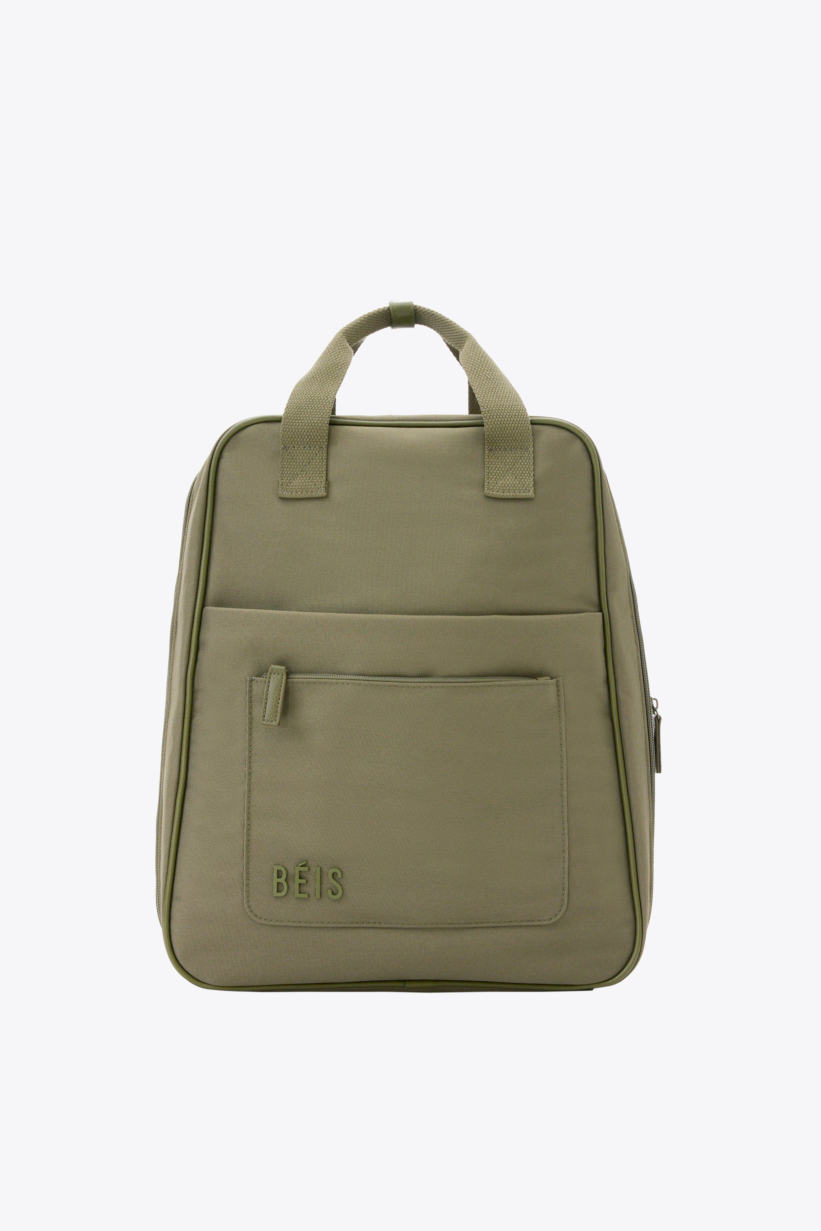 BÉIS 'The Expandable Backpack' in Olive - Green Expandable Backpack For Work & Travel