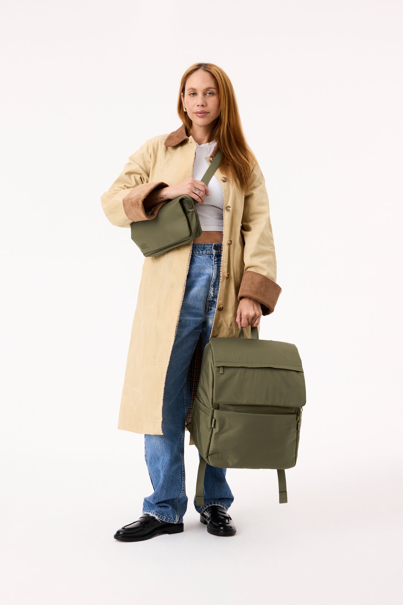 BÉIS 'The Ultimate Diaper Backpack' in Olive - Green Backpack Diaper Bag