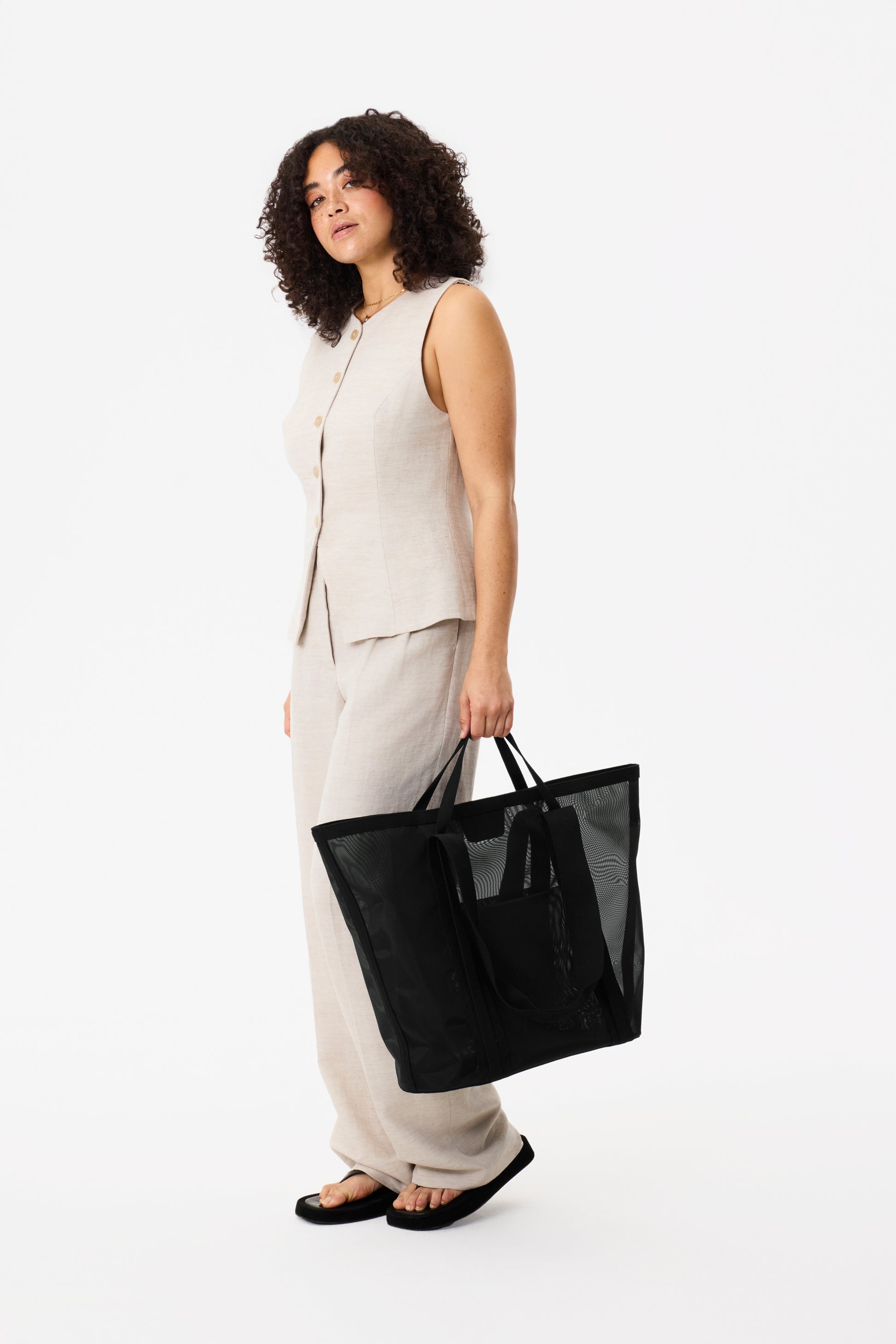 The Mesh Beach Tote in Black