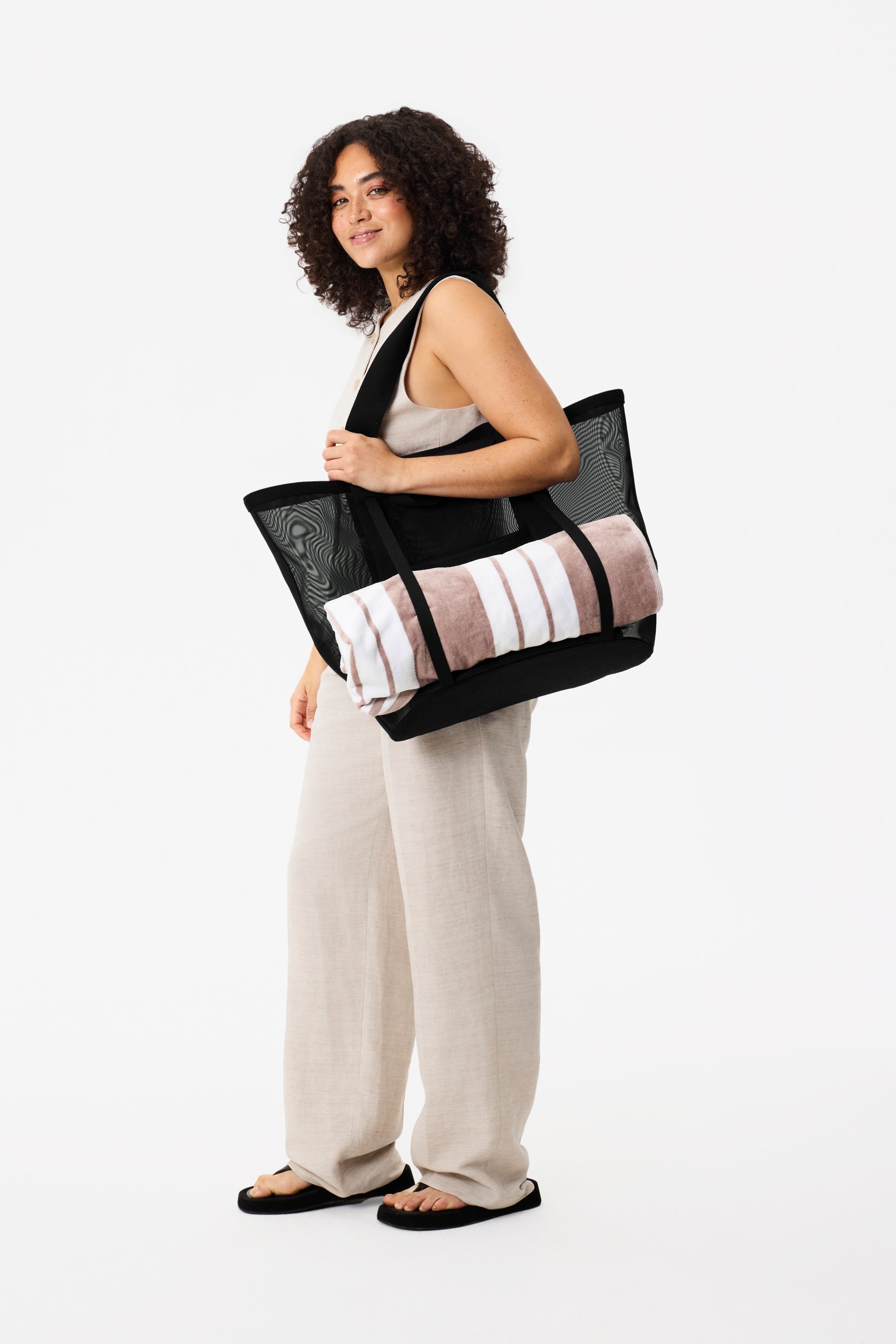 The Mesh Beach Tote in Black