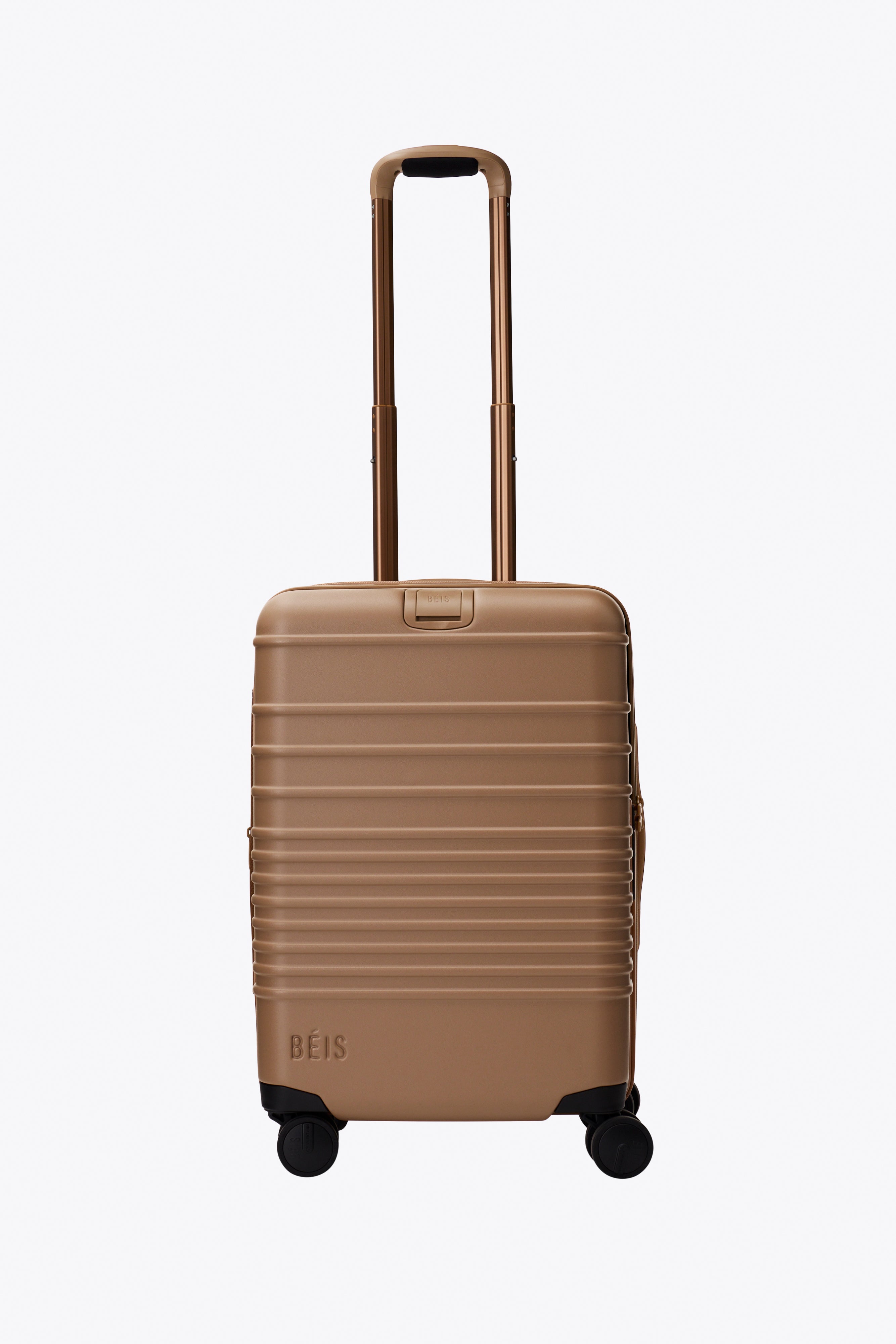 BÉIS 'The Carry-On Roller' in Camel - Carry On Rolling Suitcase & Luggage in Light Brown