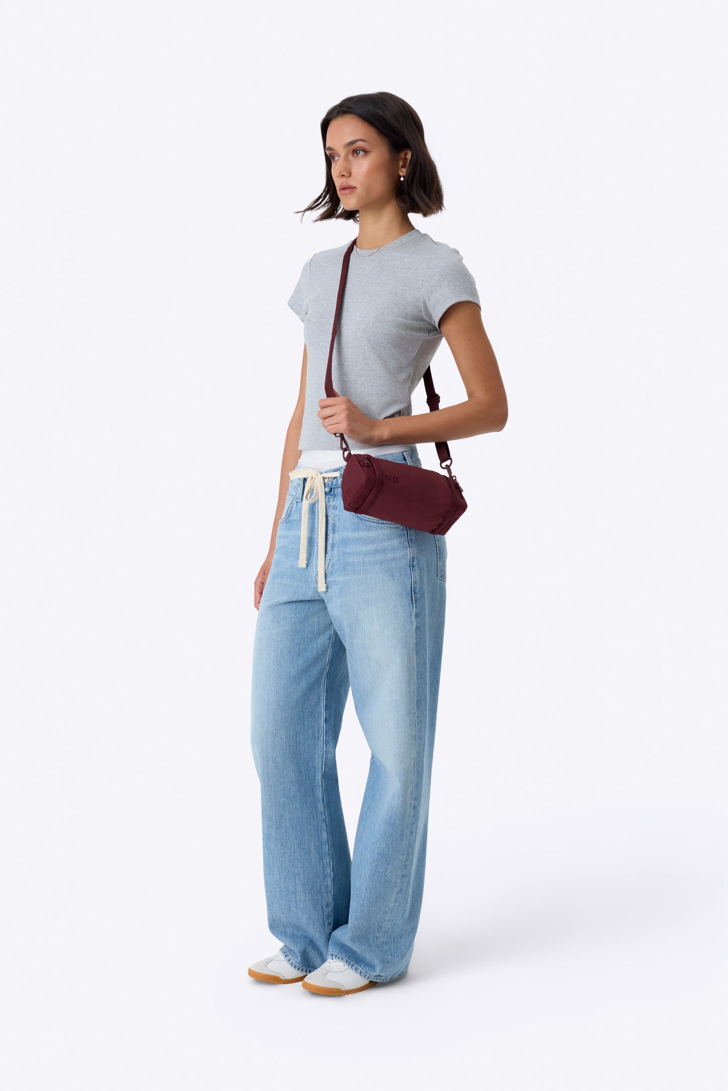 The Expandable Crossbody Charm in Burgundy