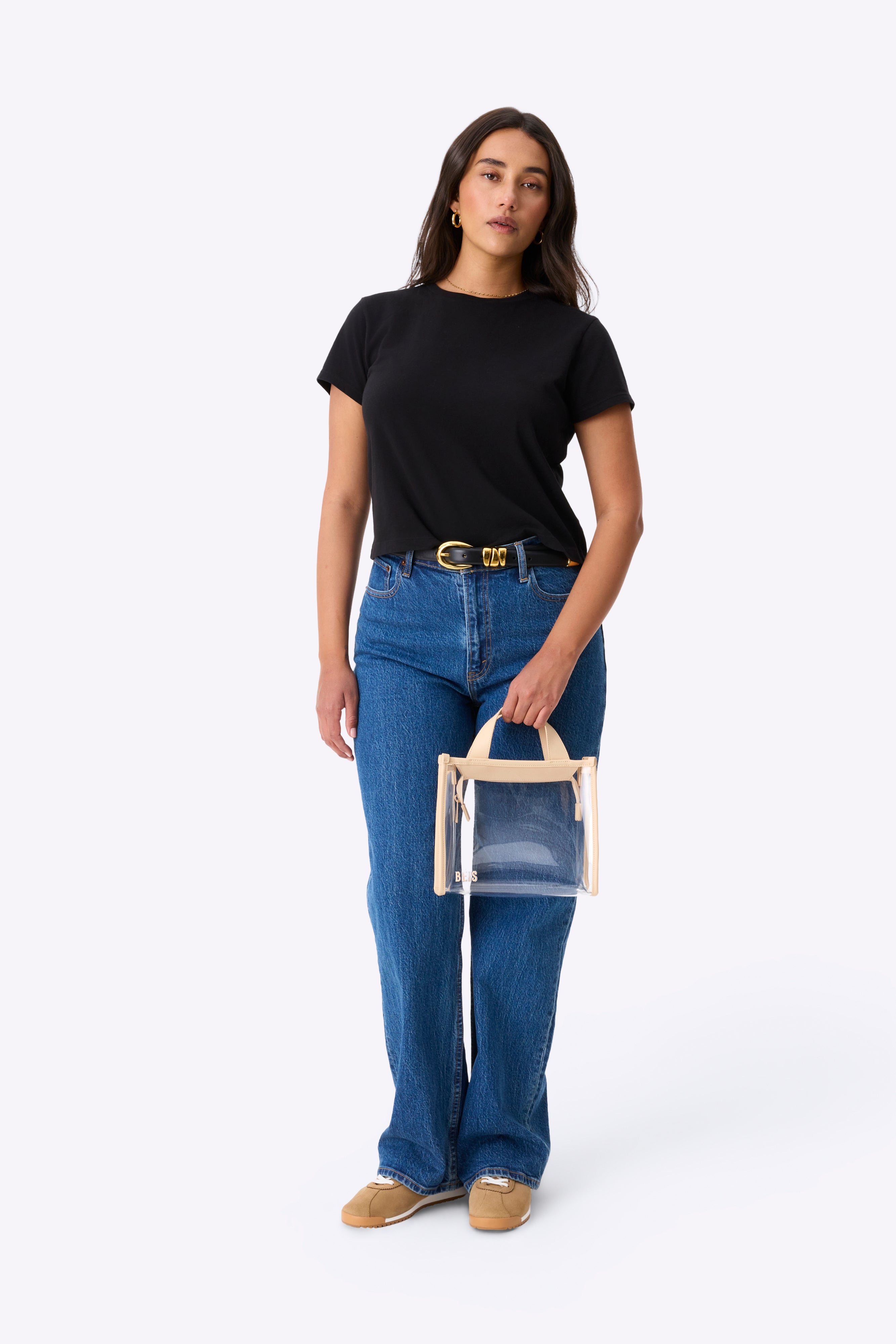 BÉIS 'The Stadium Crossbody'' in Clear with Beige Trim