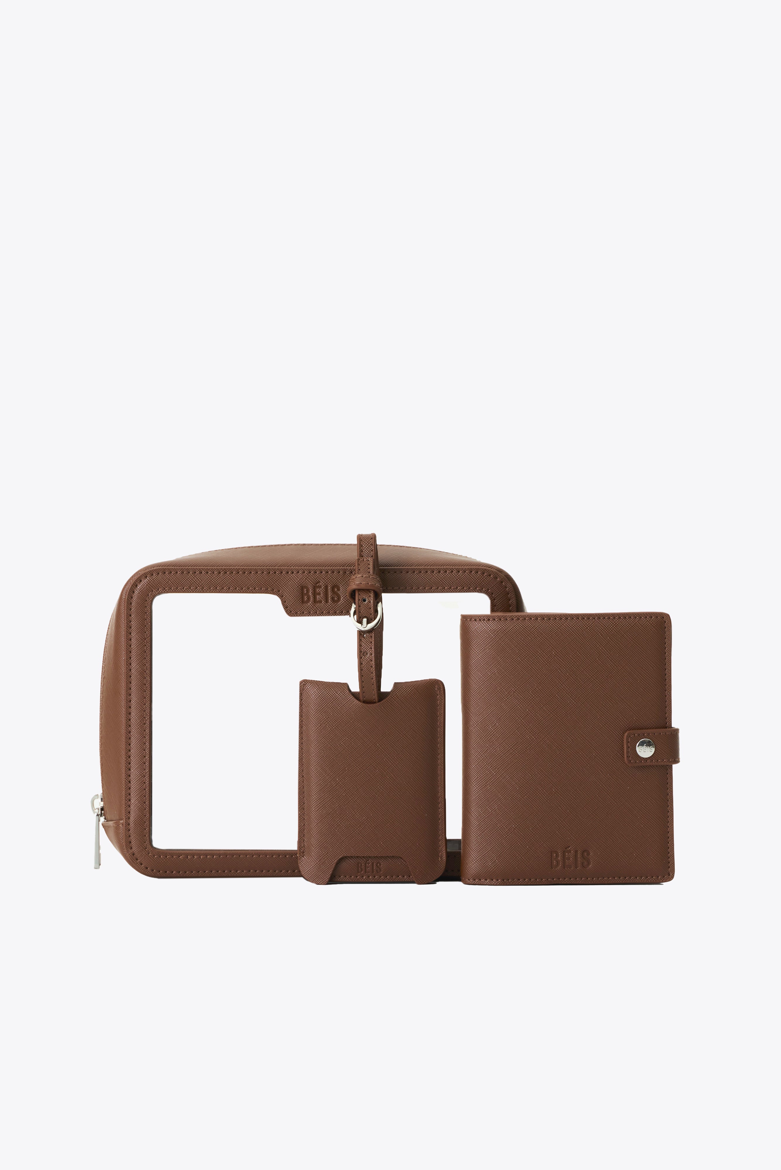 BÉIS 'The Passport Luggage Tag Set' in Black - Passport Holder