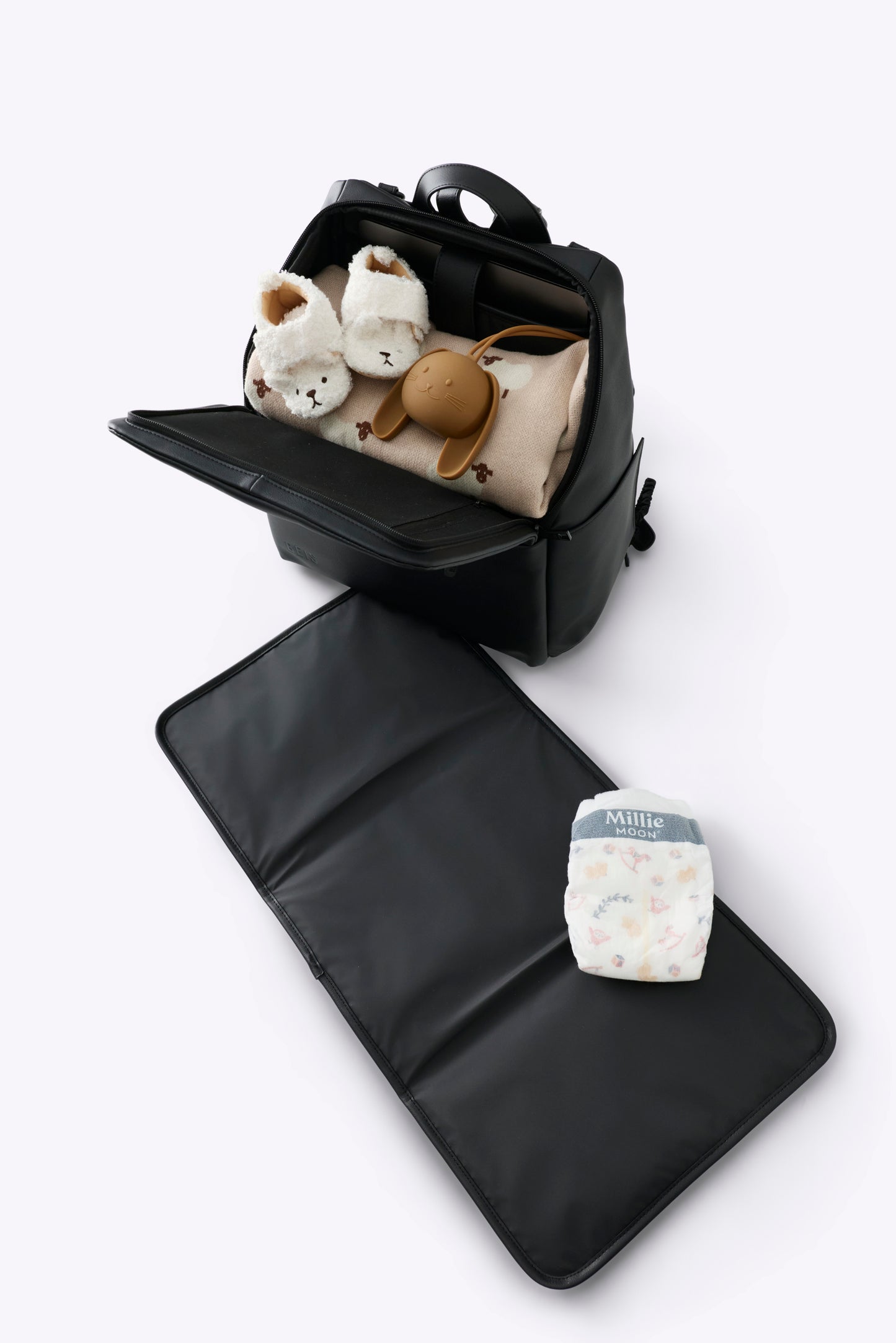 The Everyday Diaper Backpack in Black Vegan Leather