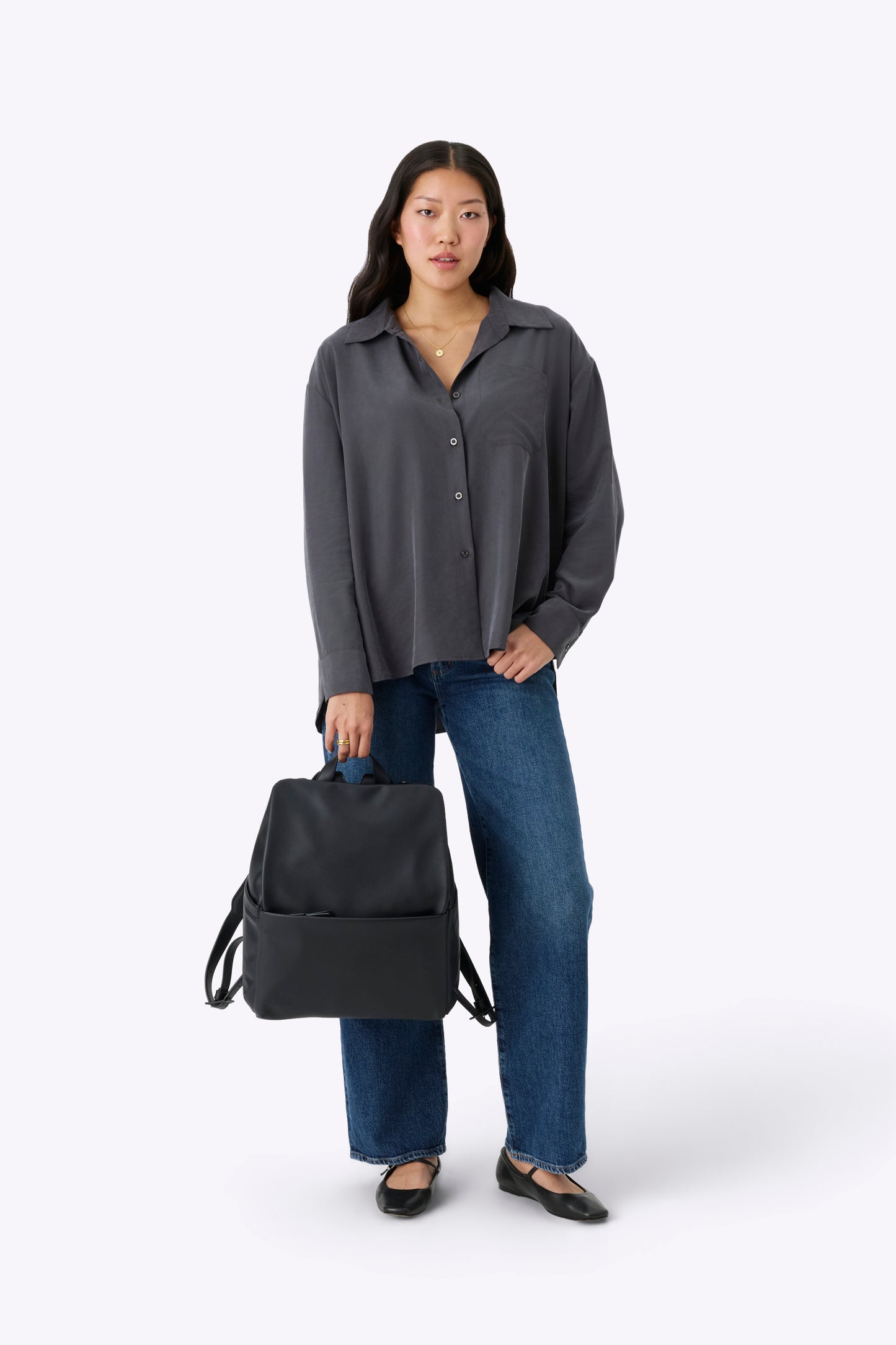 The Everyday Diaper Backpack in Black Vegan Leather