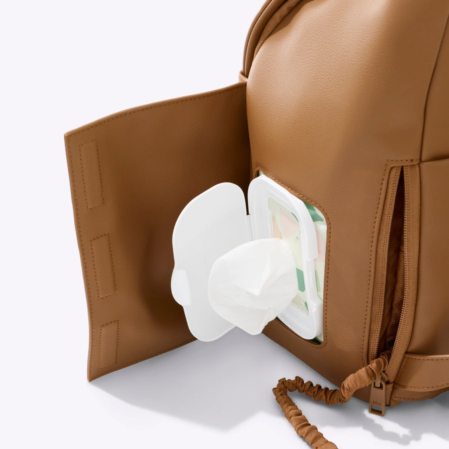 camel faux leather backpack The Everyday Diaper Backpack in Camel Vegan Leather