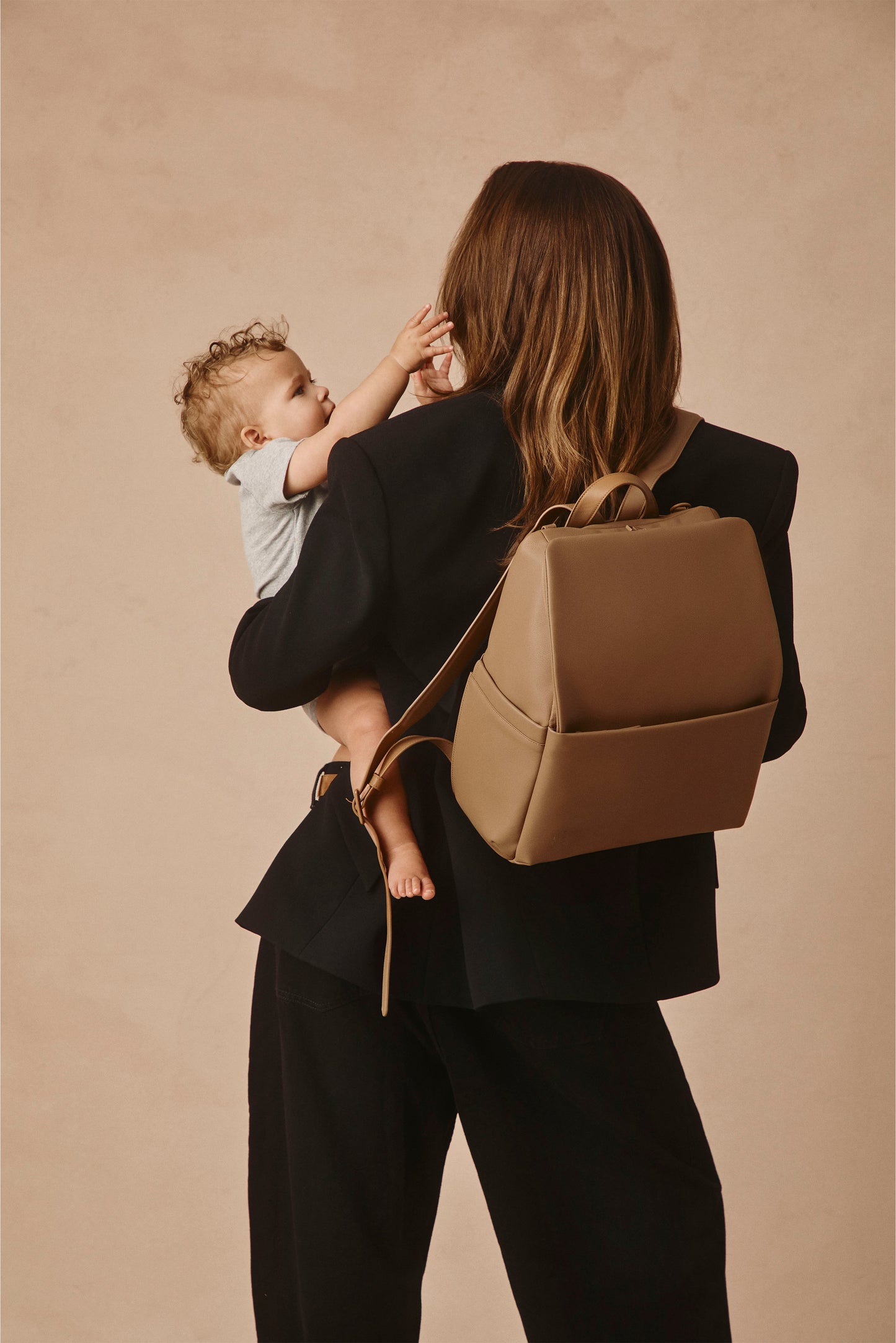 The Everyday Diaper Backpack in Camel Nylon