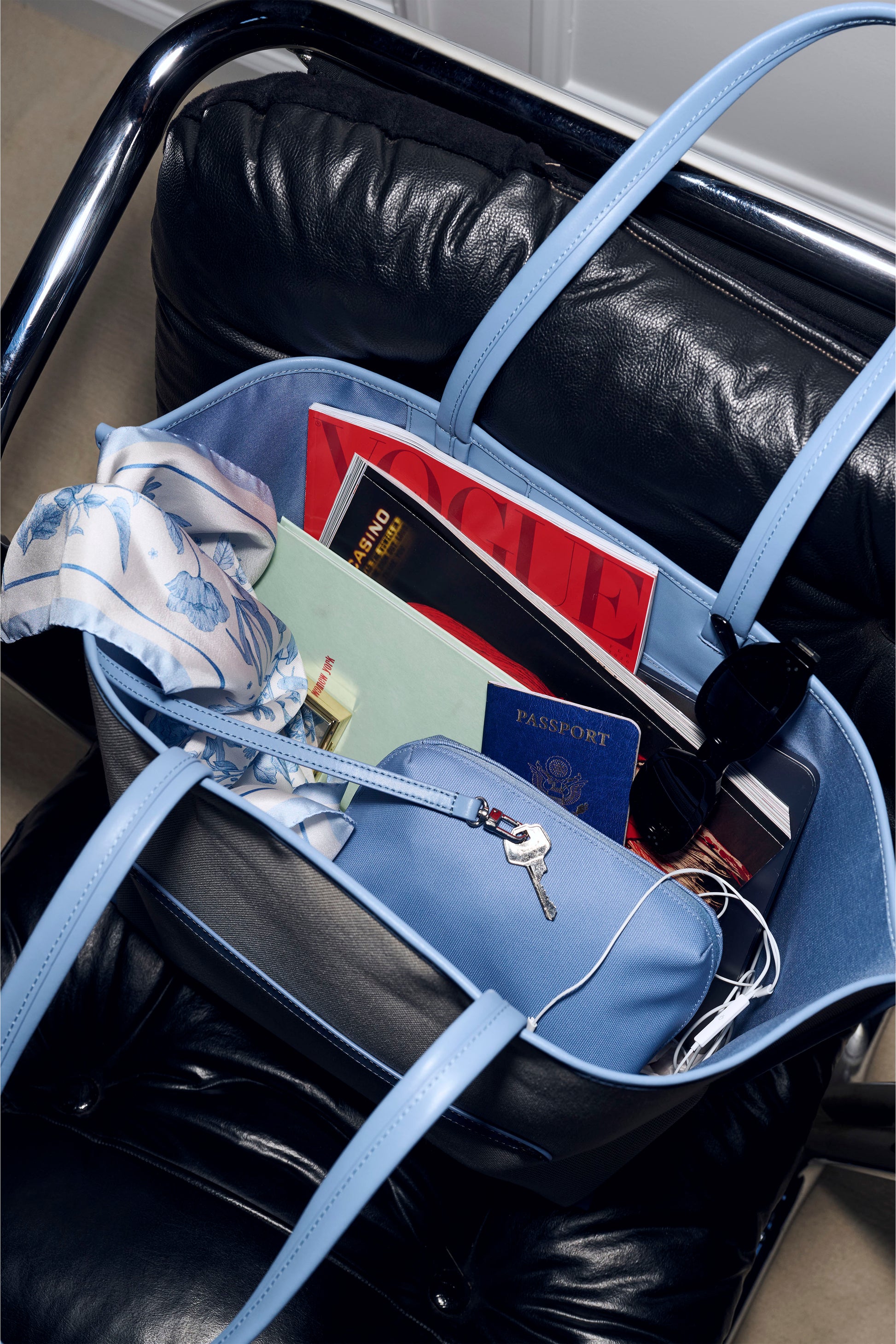 best leather travel tote bag BEIS The Leather Trim Tote