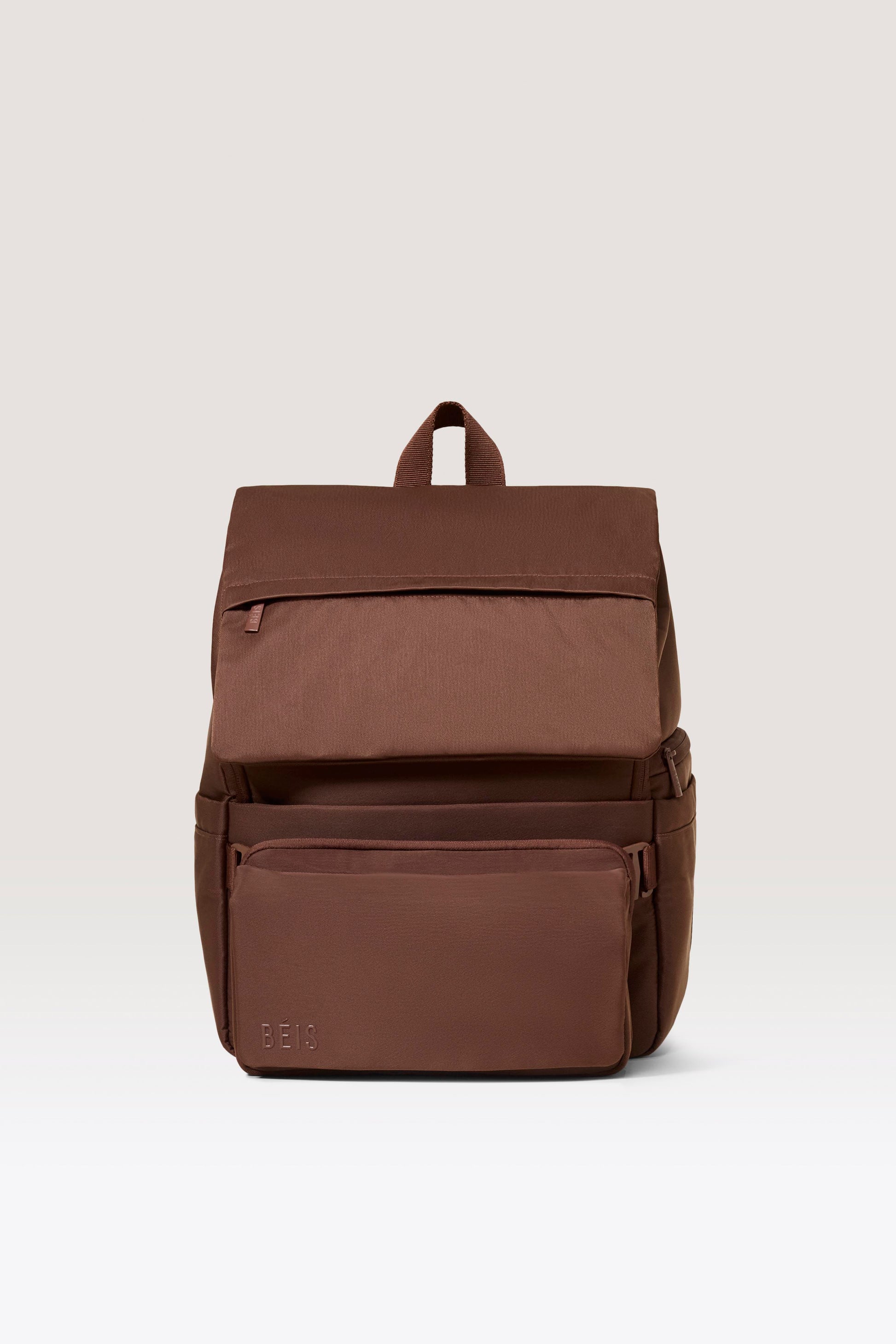 brown leather backpack changing bag Vegan Large Capacity Diaper Front organization pocket with built ANWTOTU Leather Baby Diaper Bags