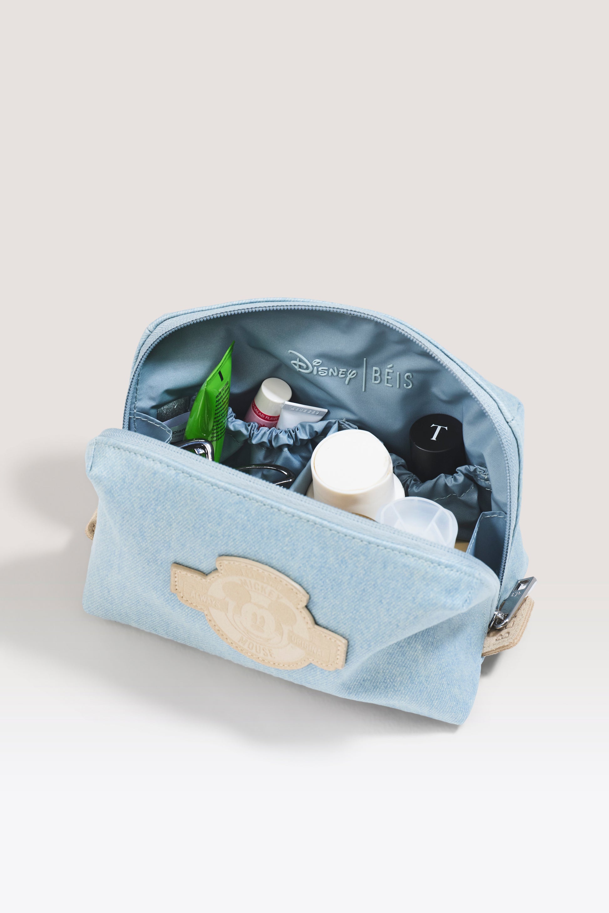 BÉIS 'The Disney Small Cosmetic Pouch in Blue Jeans' in Blue Jeans