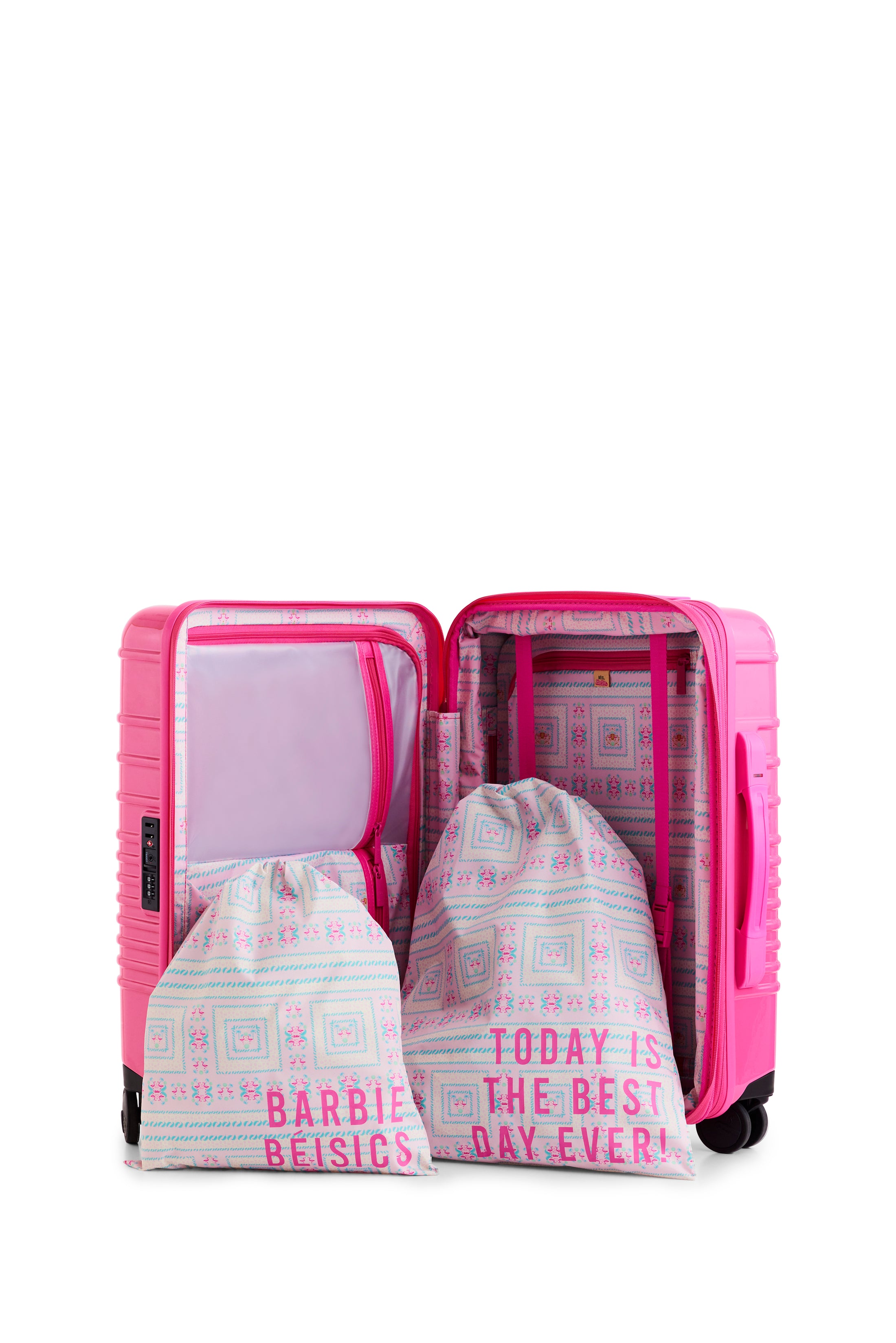 BÉIS 'The Carry On Roller' in Barbie™ Pink - 21" Carry On Pink Luggage & Suitcases