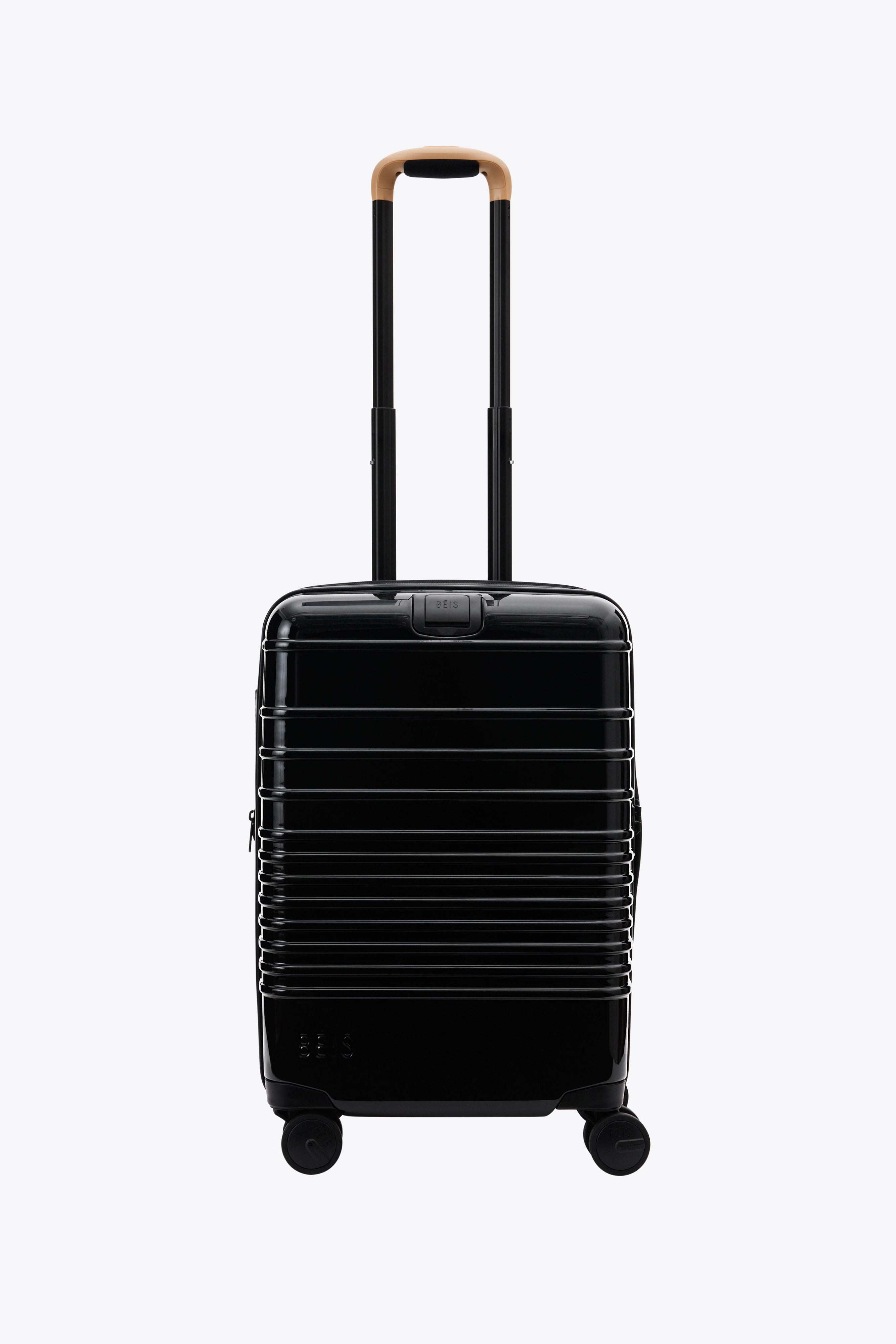 BÉIS 'The Carry-On Roller'' in Glossy Black - High Gloss 21" Carry On Luggage in Black