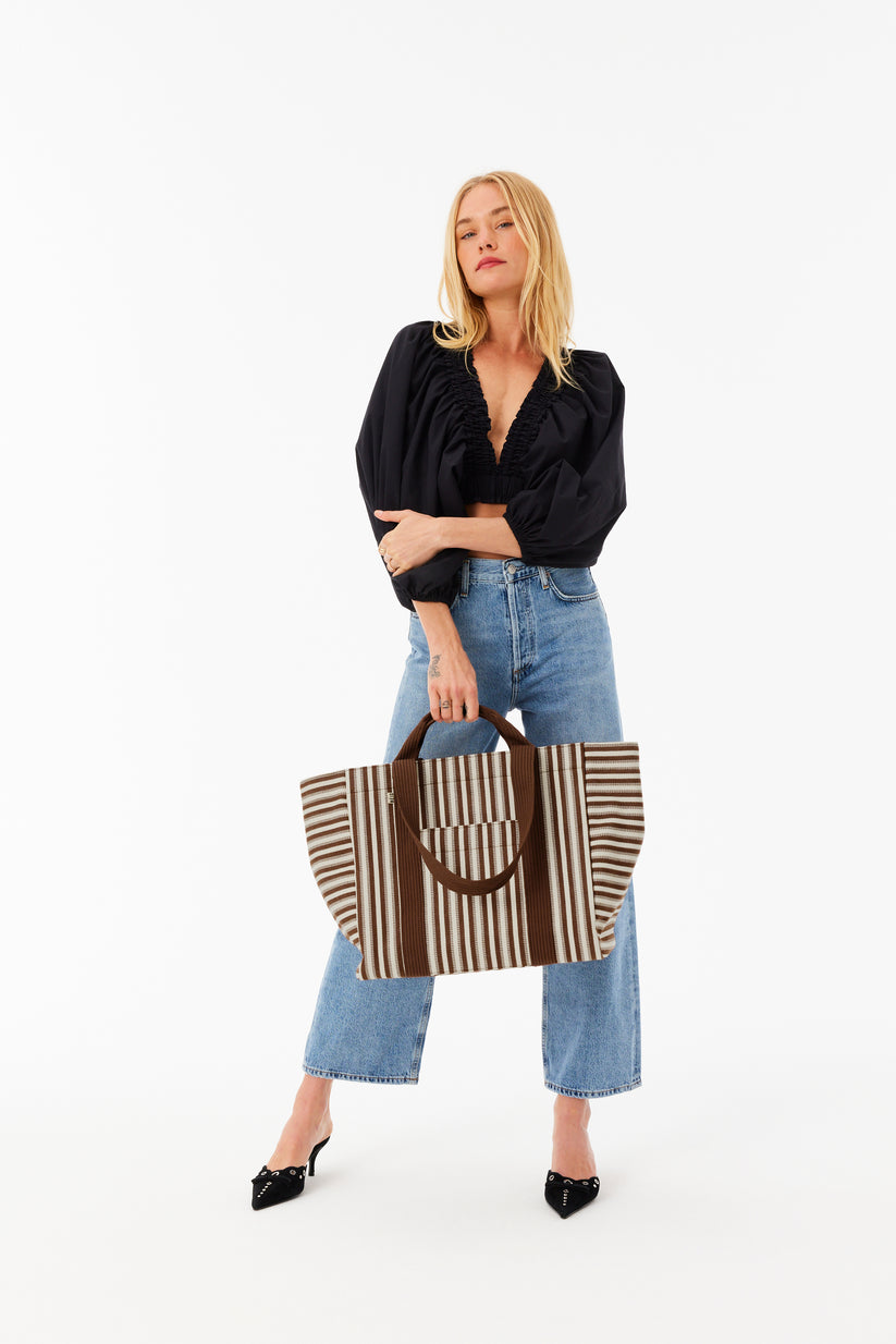 BÉIS 'The Vacation Tote' in Maple Stripe - Vacation Tote & Summer Tote Bag in Maple Striped