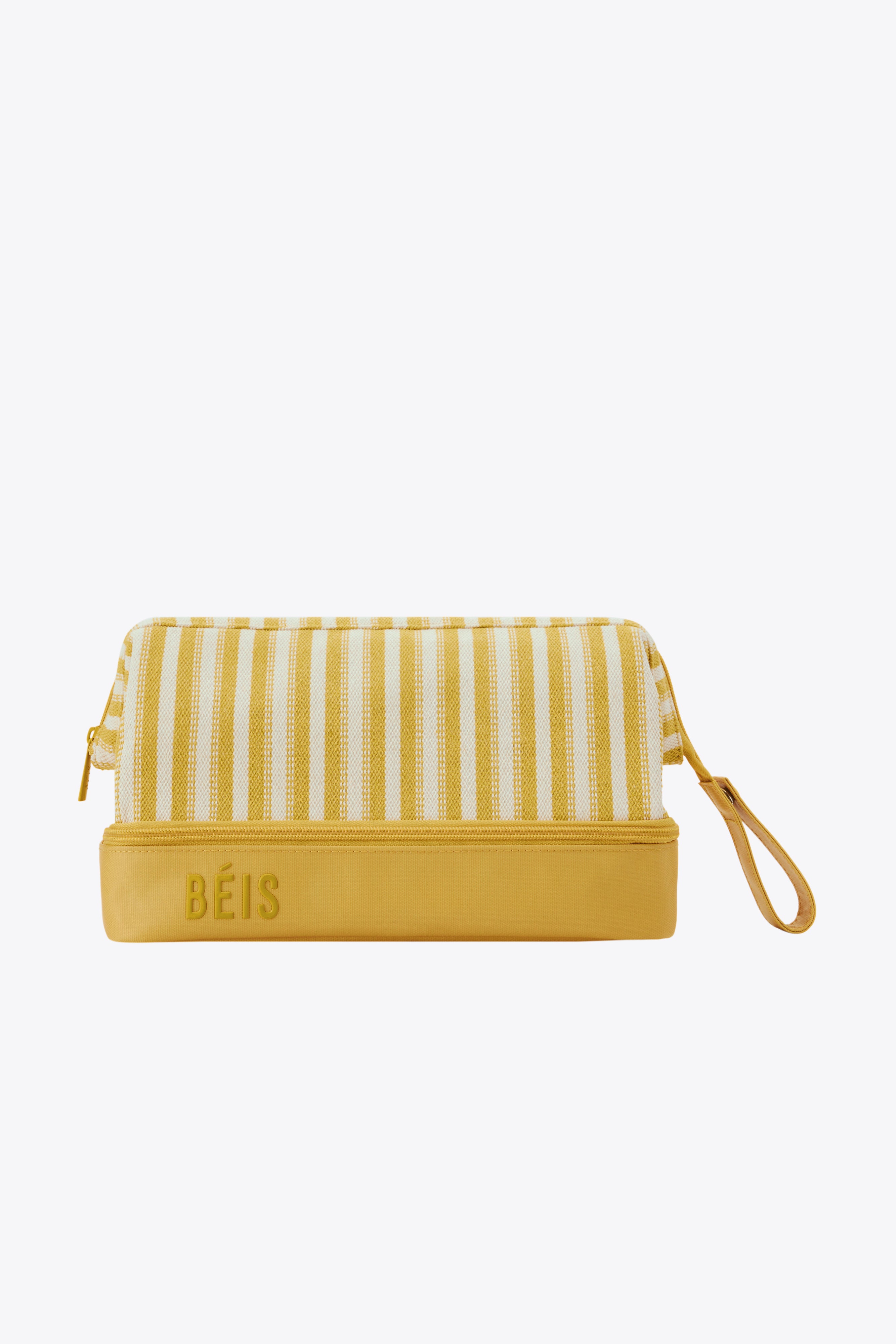 BEIS The Dopp Kit in Honey Stripe Yellow Striped Dopp Kit Toiletries Bag