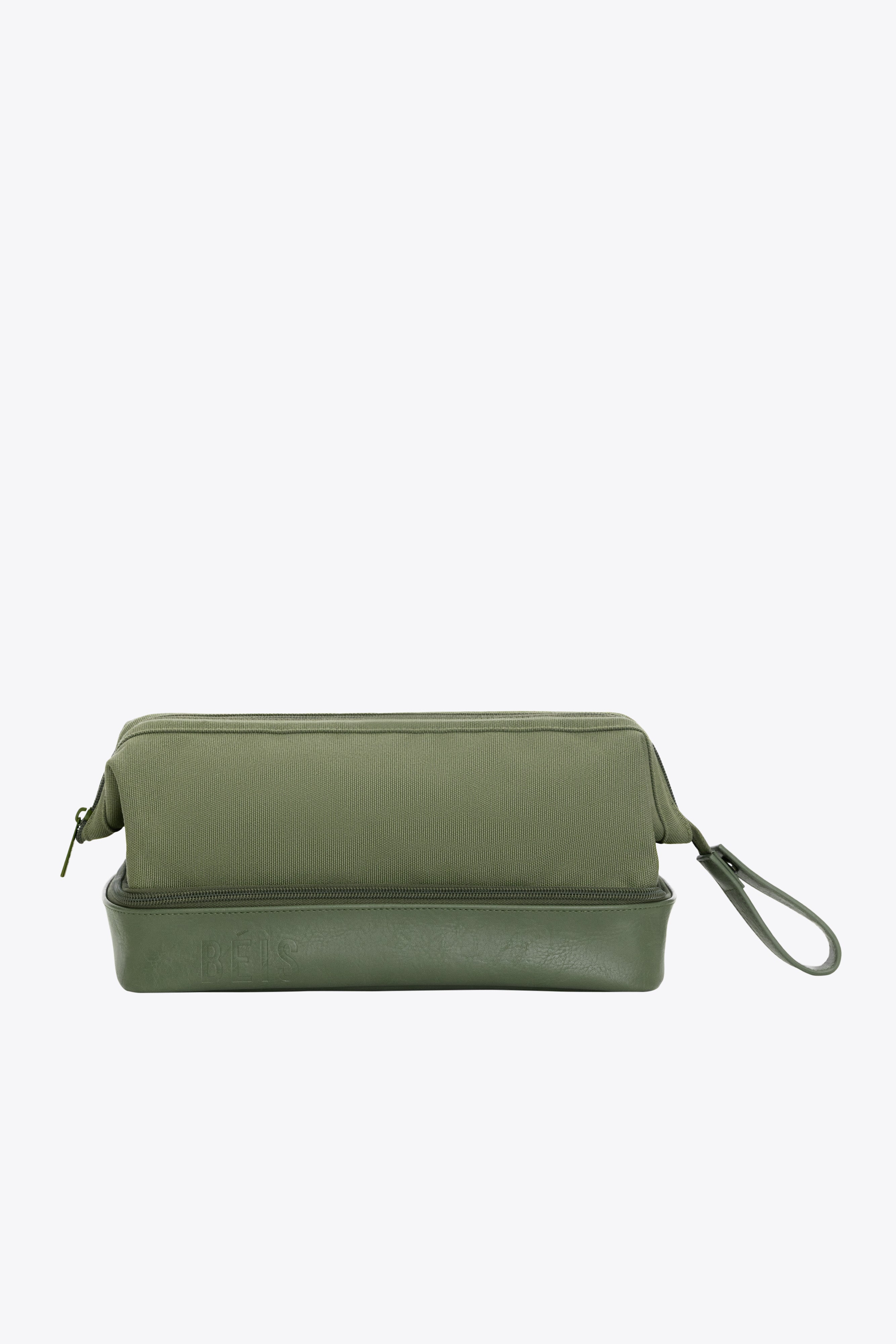 BÉIS 'The Dopp Kit' in Olive - Olive Green Dopp Kit & Toiletry Bag