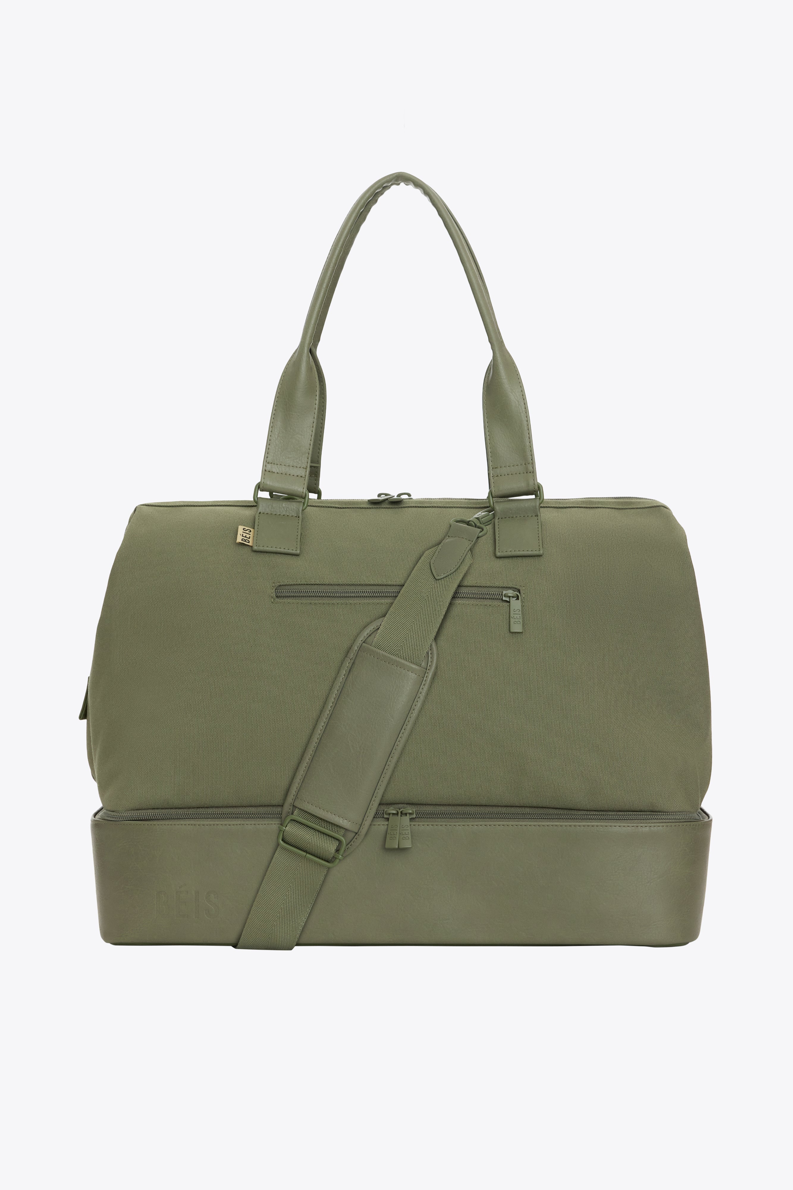 BÉIS 'The Weekender' in Olive - Olive Green Duffle Bag & Weekend Bag