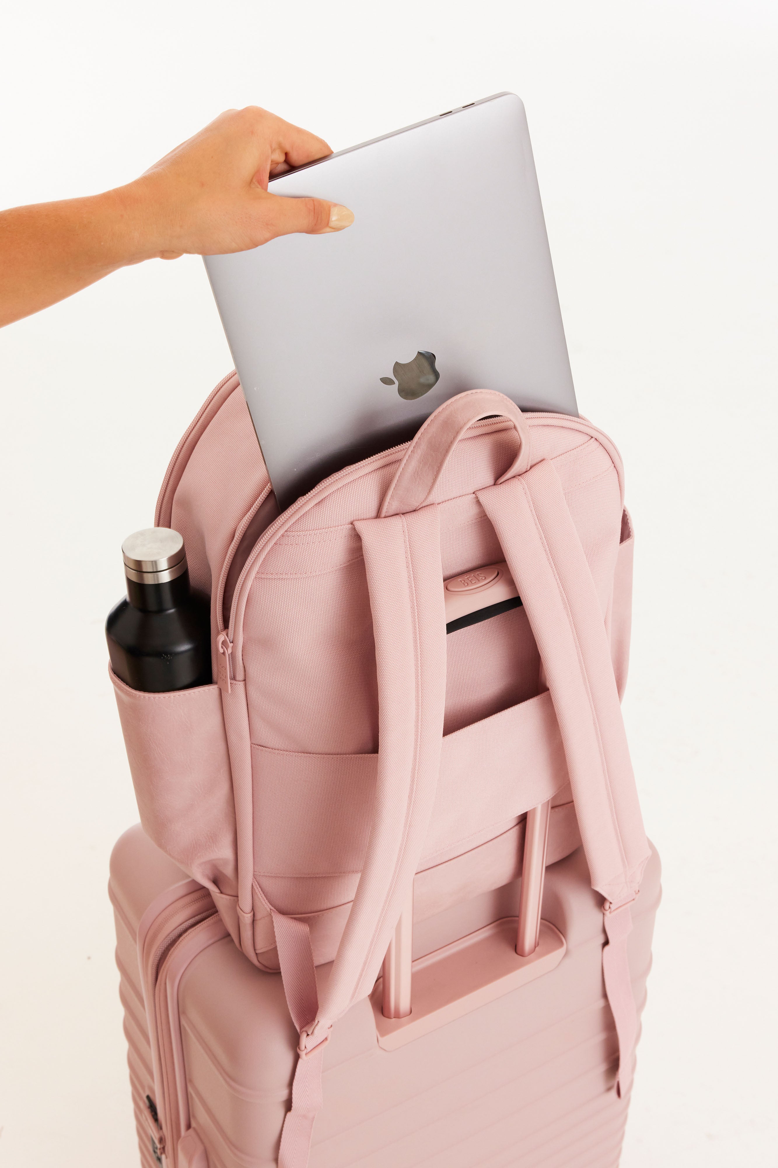 BÉIS 'The Backpack' in Atlas Pink - Pink Laptop Backpack For Work