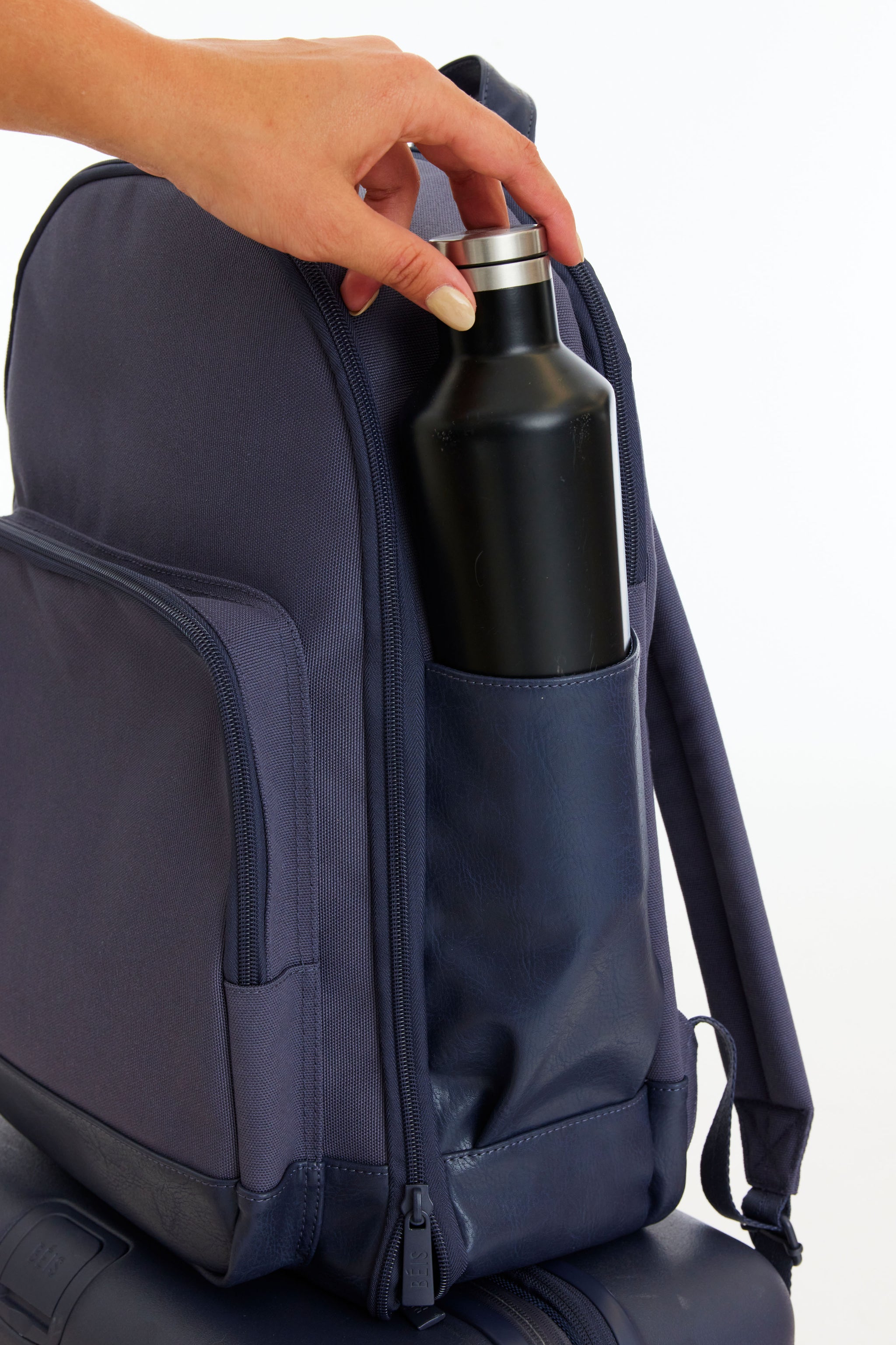 BÉIS 'The Backpack' in Navy - Navy Blue Laptop Backpack for Work & Travel