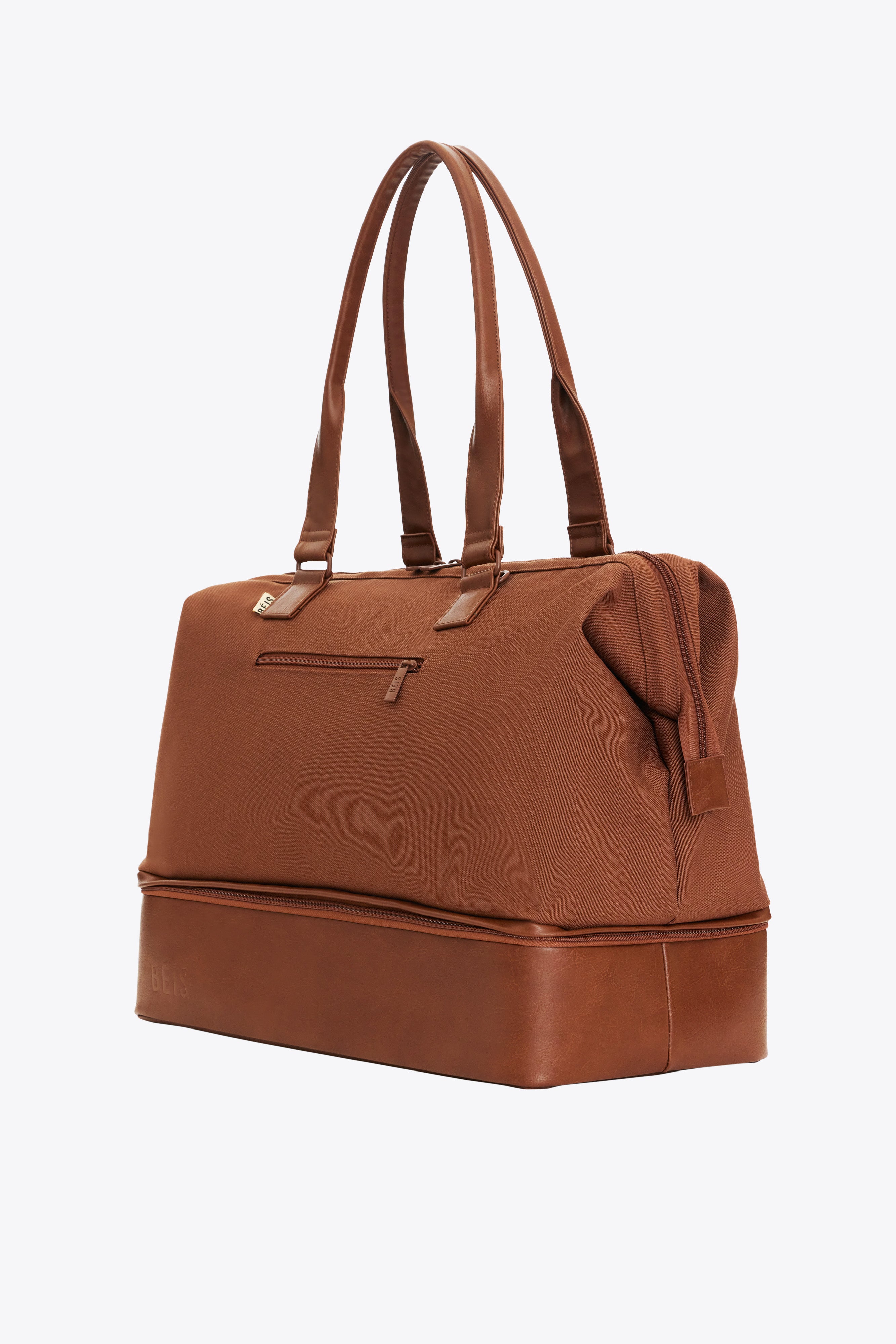 B IS The Convertible Weekender in Maple Brown Travel Duffle