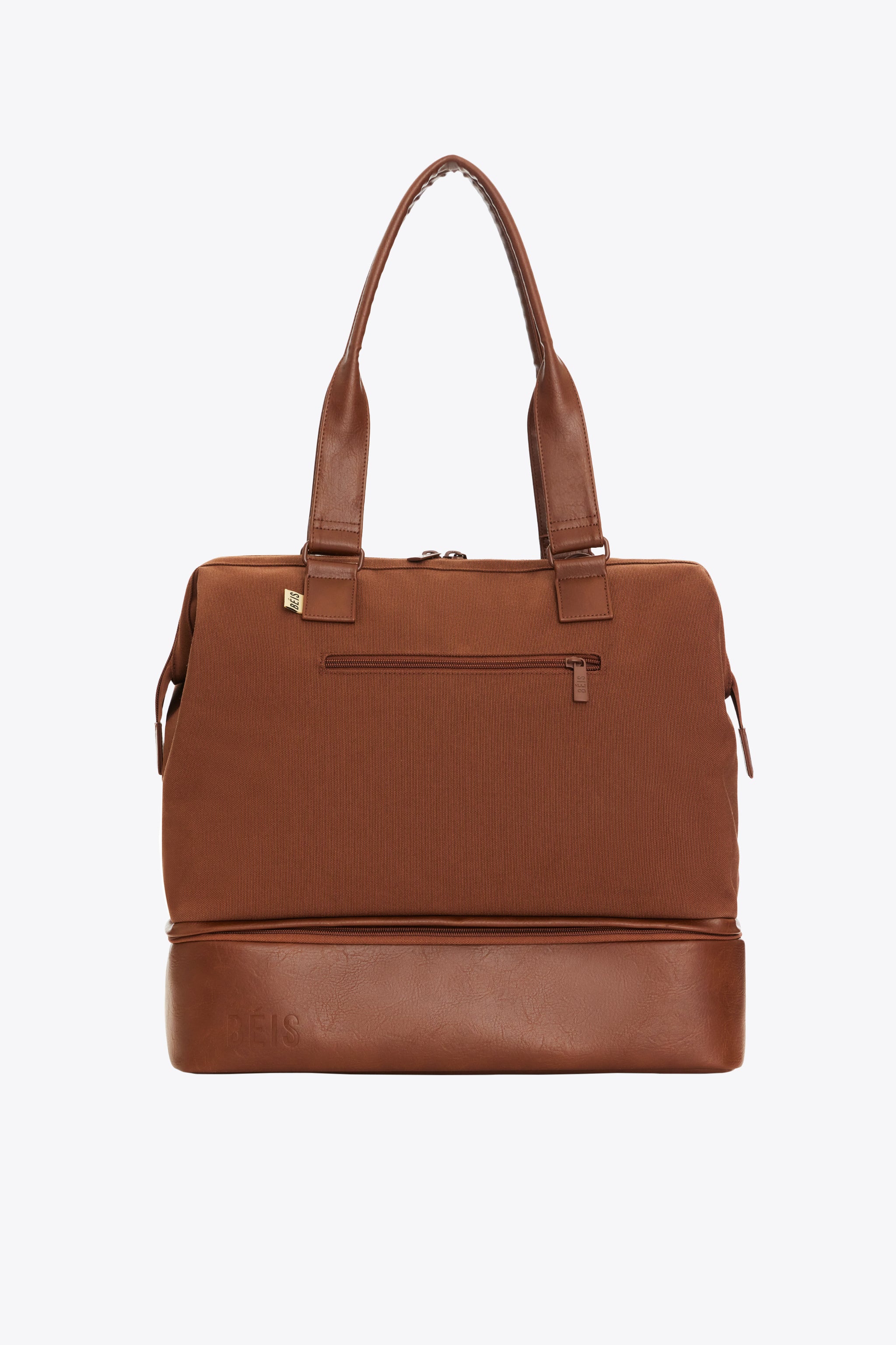 BÉIS 'The Convertible Mini Weekender' in Maple - Small Overnight Bag & Brown Duffle Bag