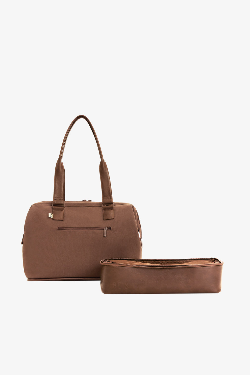 BÉIS 'The Convertible Mini Weekender' in Maple - Small Overnight Bag & Brown Duffle Bag