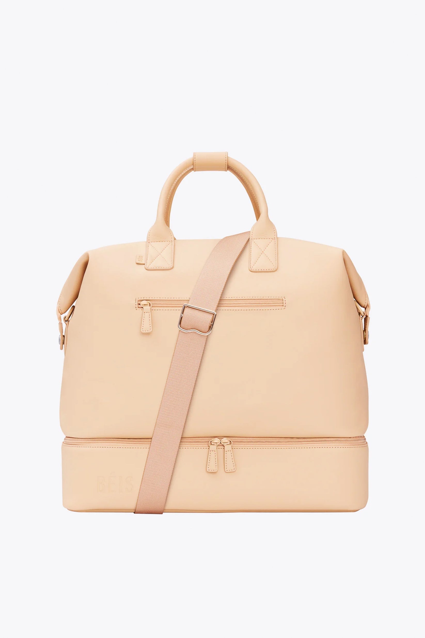BÉIS 'The Premium Weekender' in Beige - Beige Cactus Leather Weekender Bags & Vegan Leather Bags