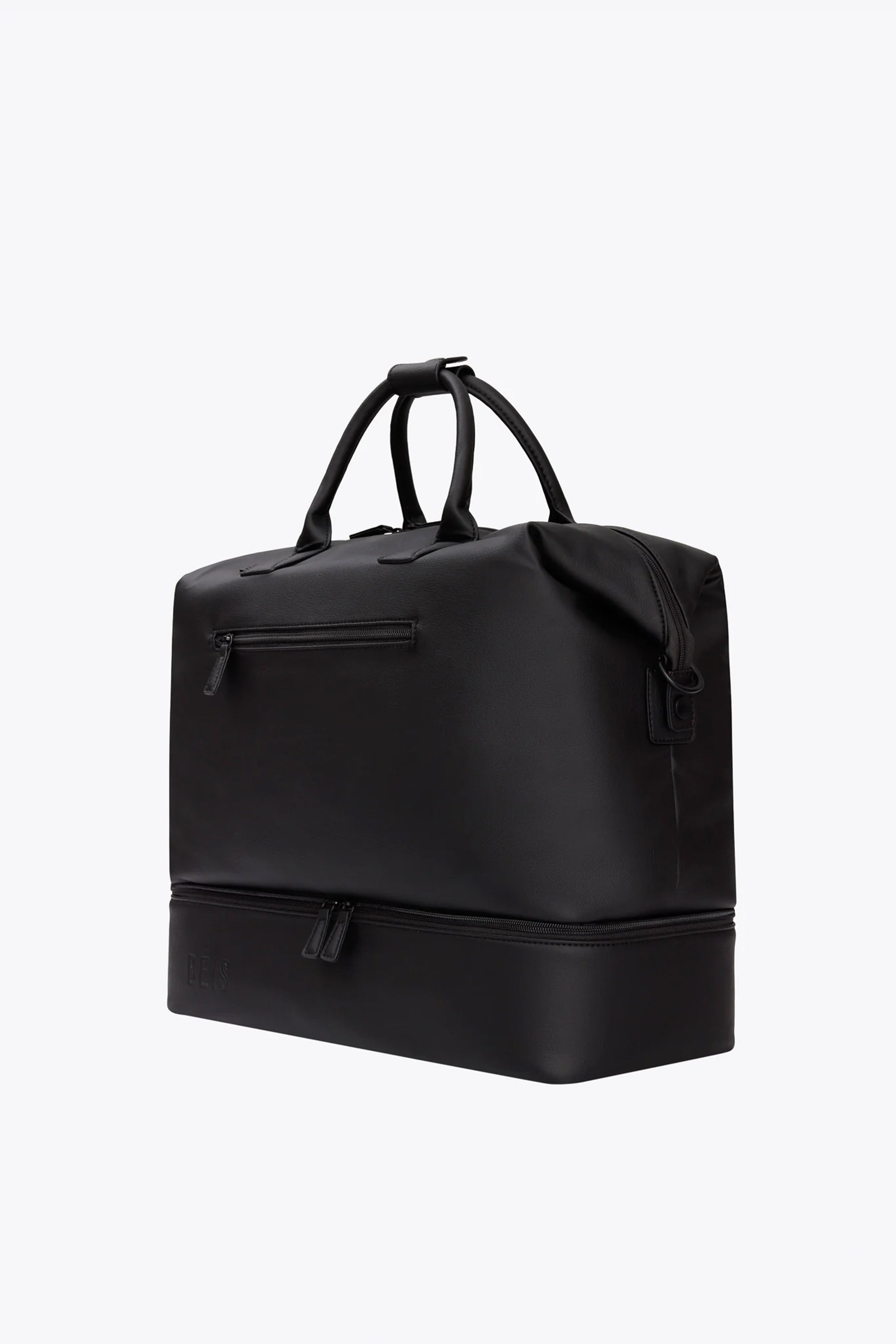 BÉIS 'The Premium Weekender' in Black - Black Cactus Leather