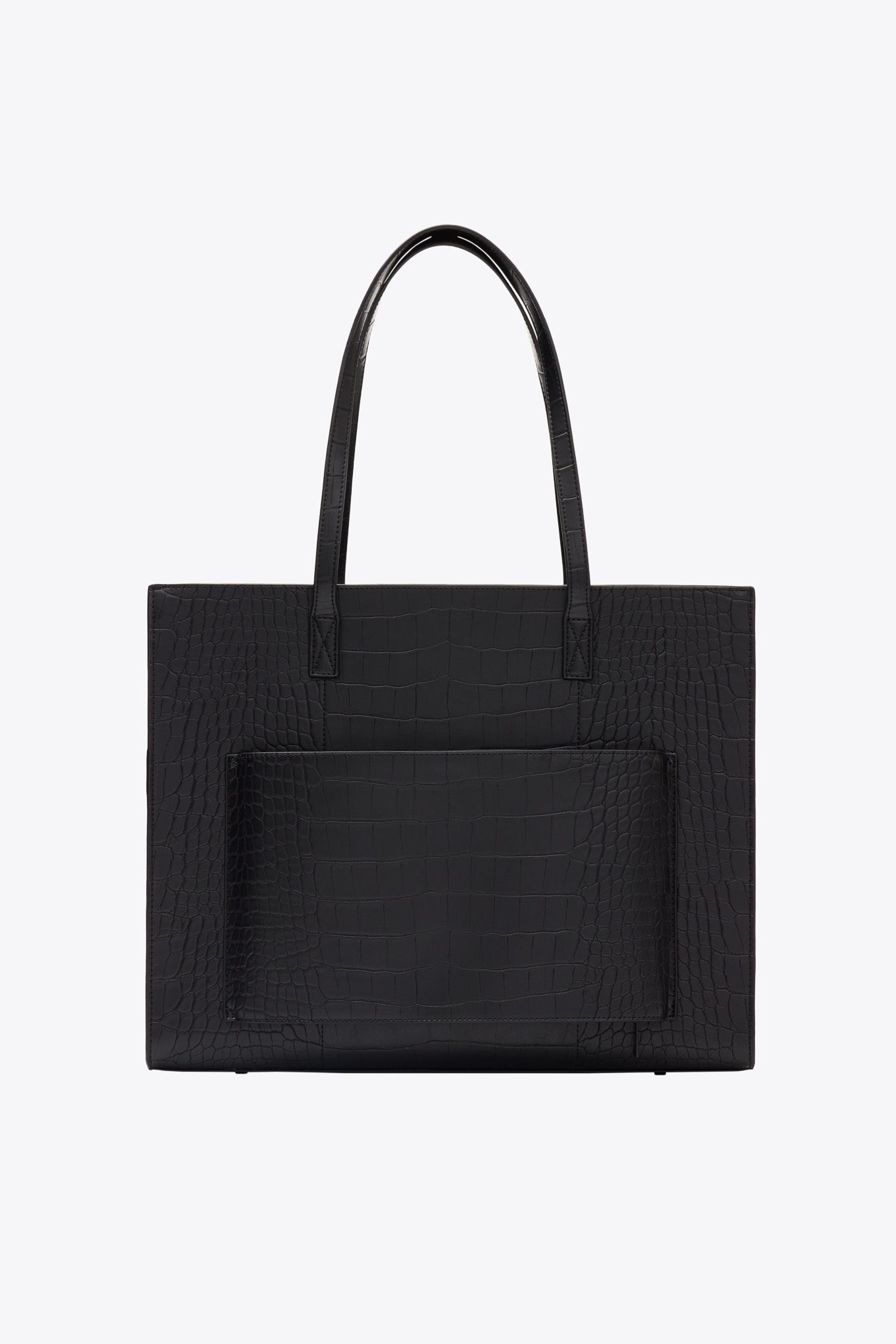 The Large Work Tote in Black Croc