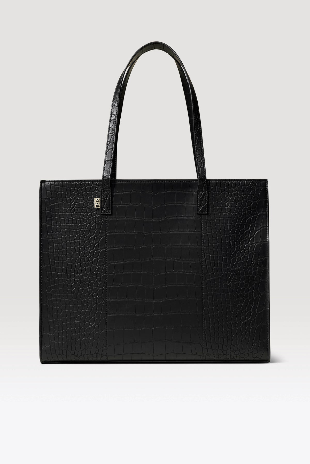 The Large Work Tote in Black Croc