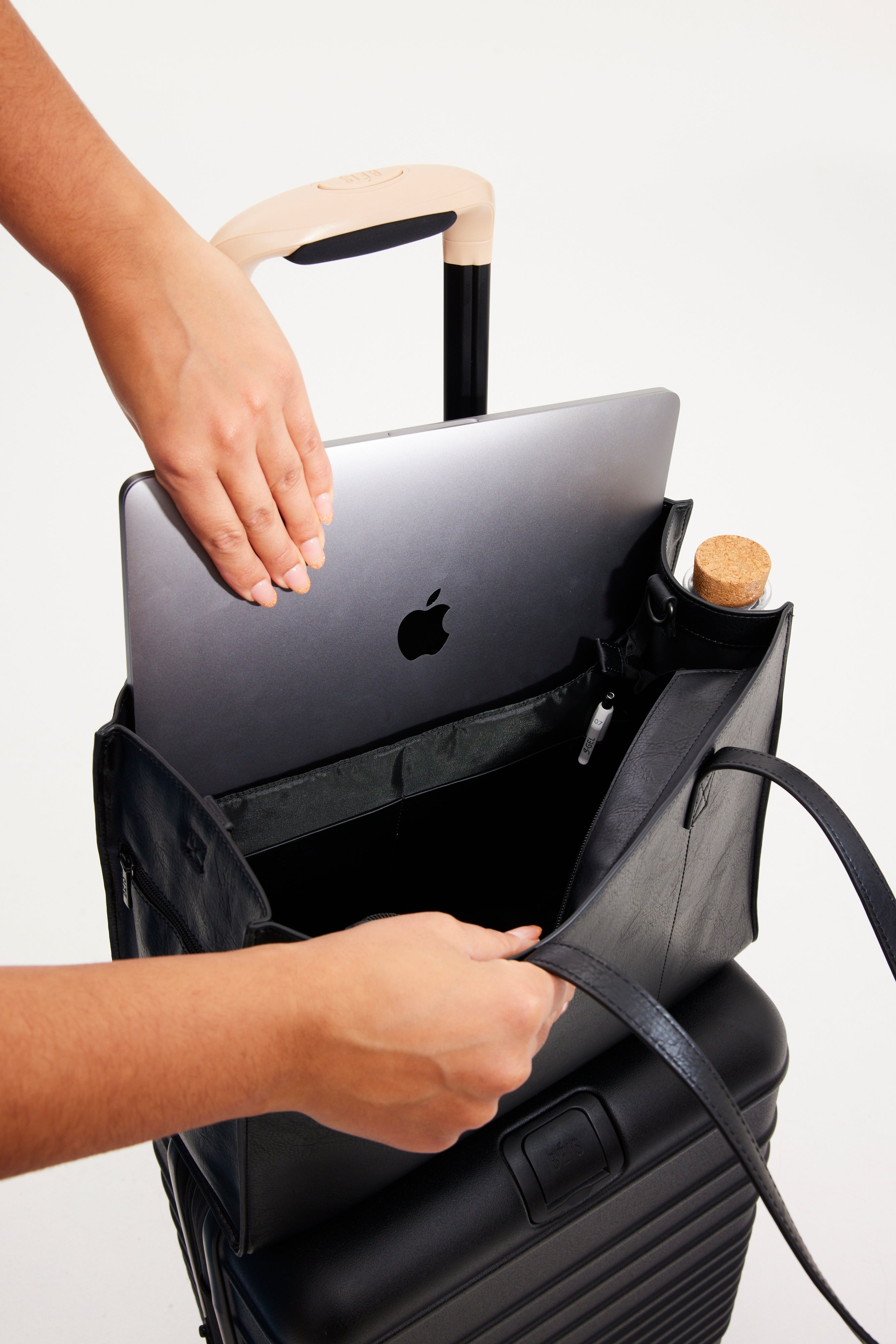 Tote with outlet laptop pocket