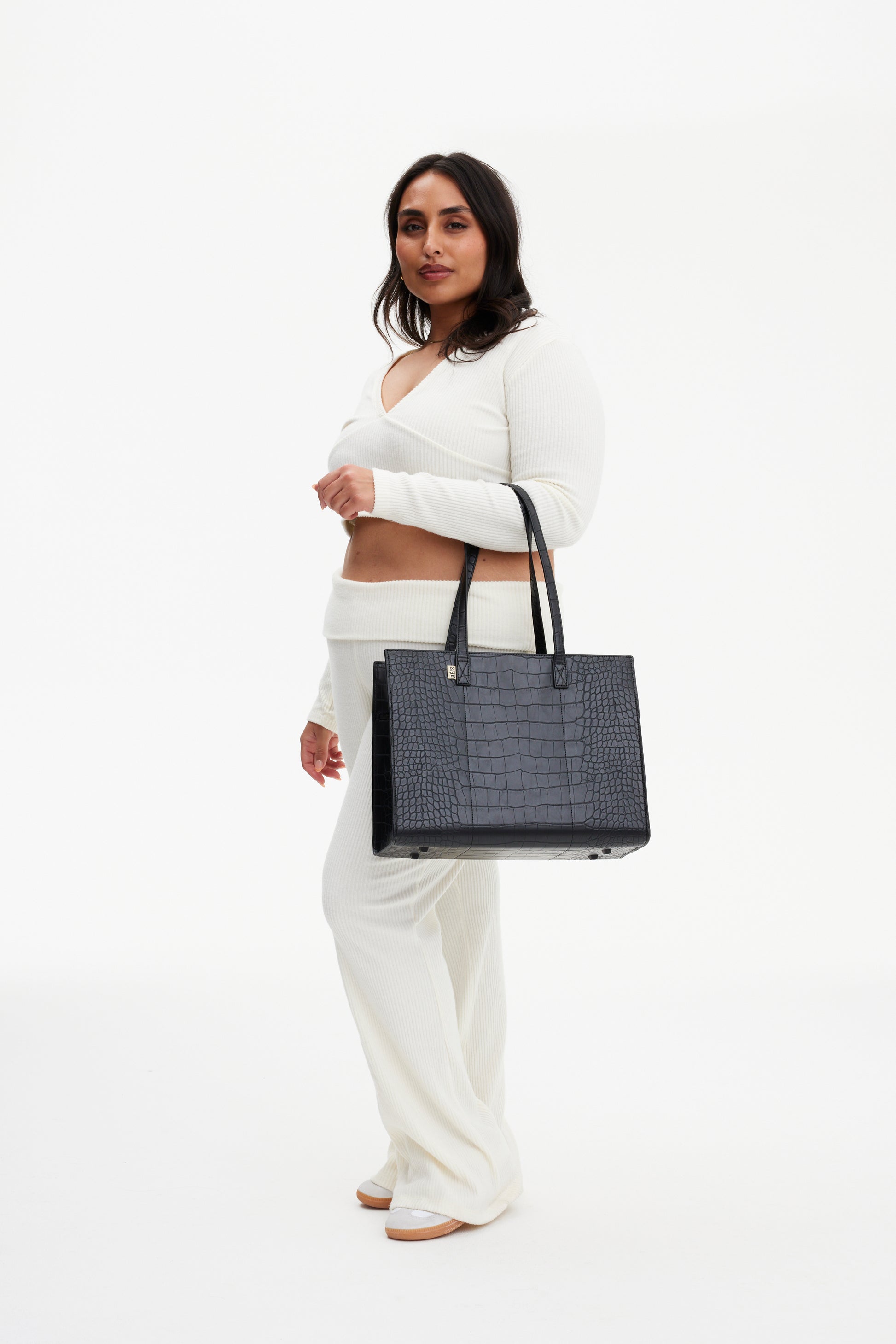 The Work Tote in Black Croc