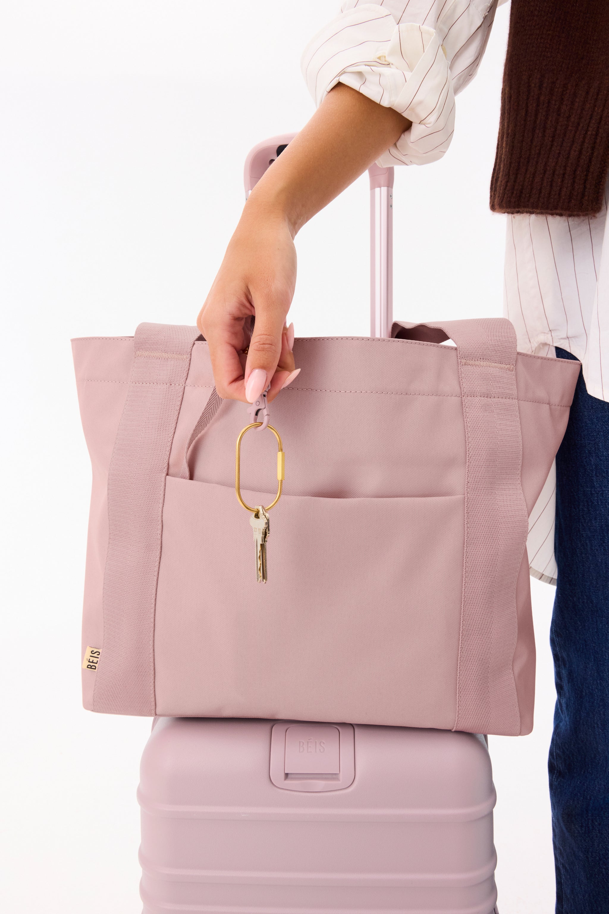 BÉIS 'The BÉISics Tote' in Atlas Pink - Pink Laptop Friendly Travel ...